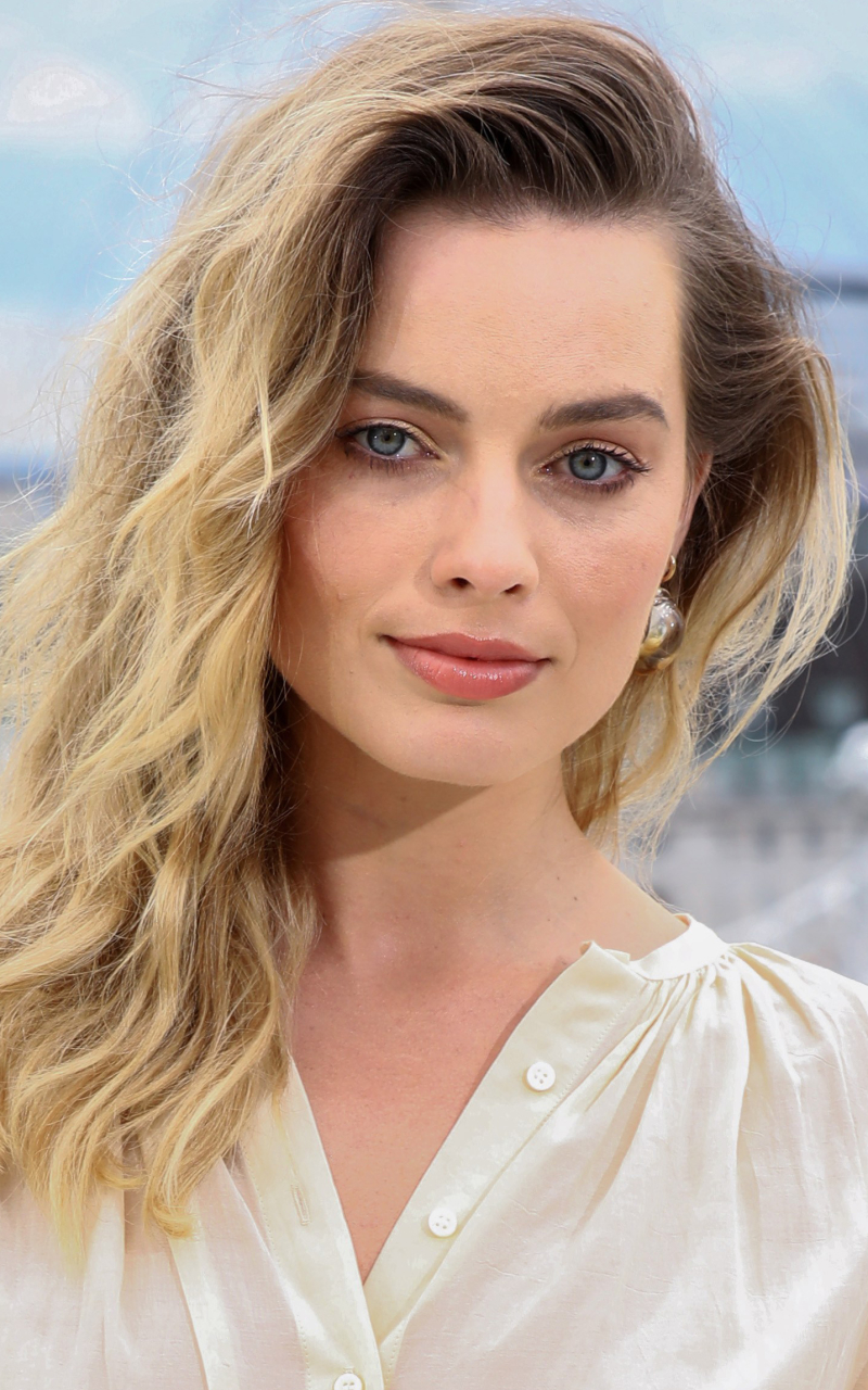 Handy-Wallpaper Blond, Blaue Augen, Blondinen, Berühmtheiten, Darstellerin, Tiefenschärfe, Australisch, Margot Robbie kostenlos herunterladen.