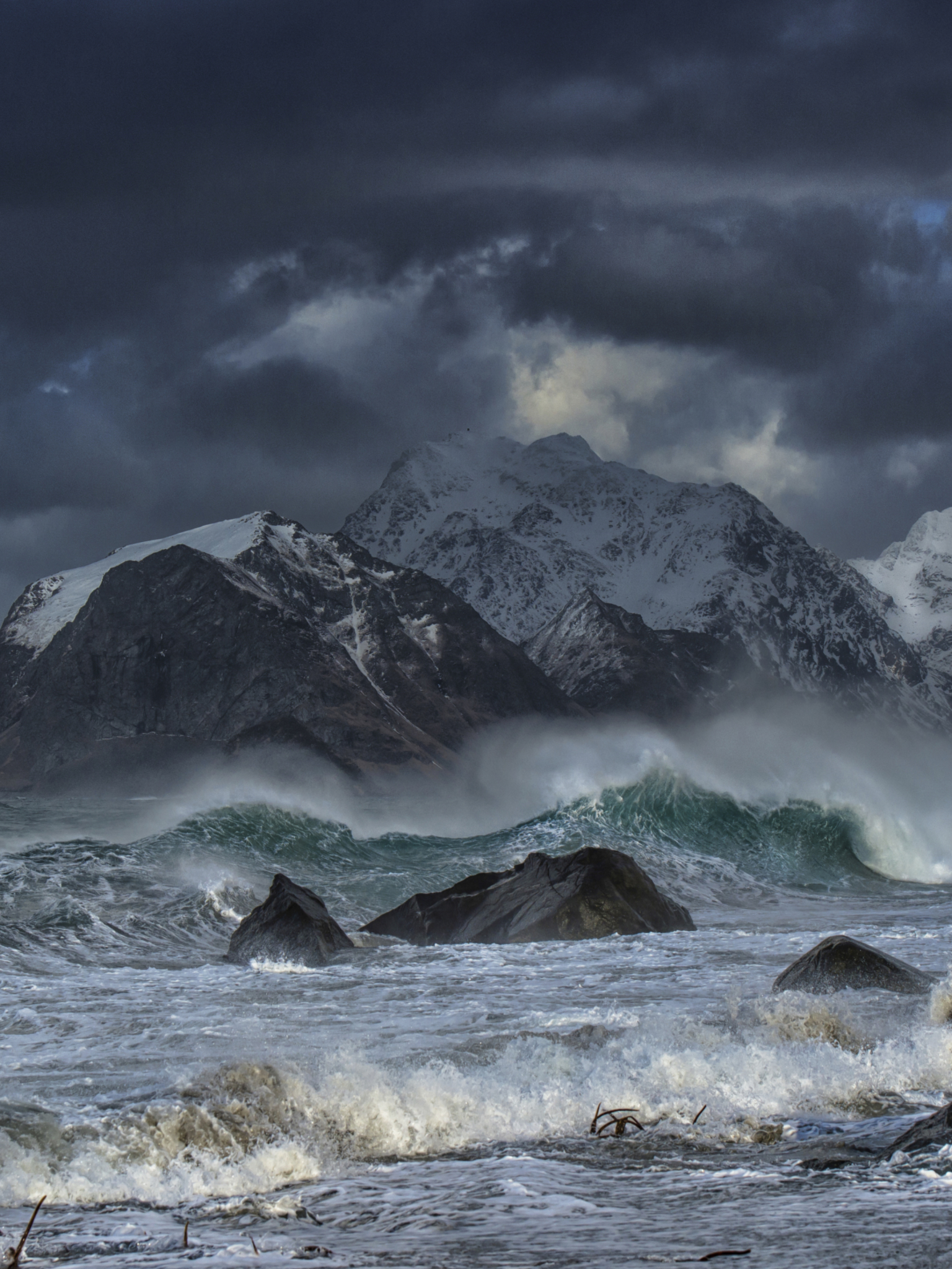 Download mobile wallpaper Sea, Mountain, Earth, Norway, Lofoten Islands, Seascape for free.