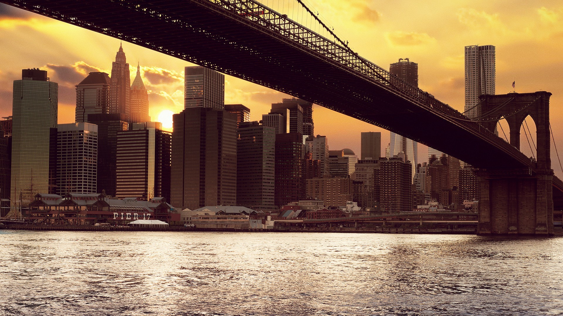 Скачать обои бесплатно Манхэттенский Мост, Сделано Человеком картинка на рабочий стол ПК