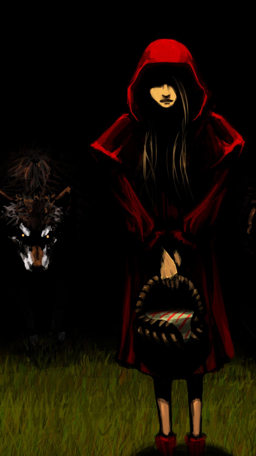 Download mobile wallpaper Fantasy, Dark, Wolf, Hood, Red Riding Hood for free.