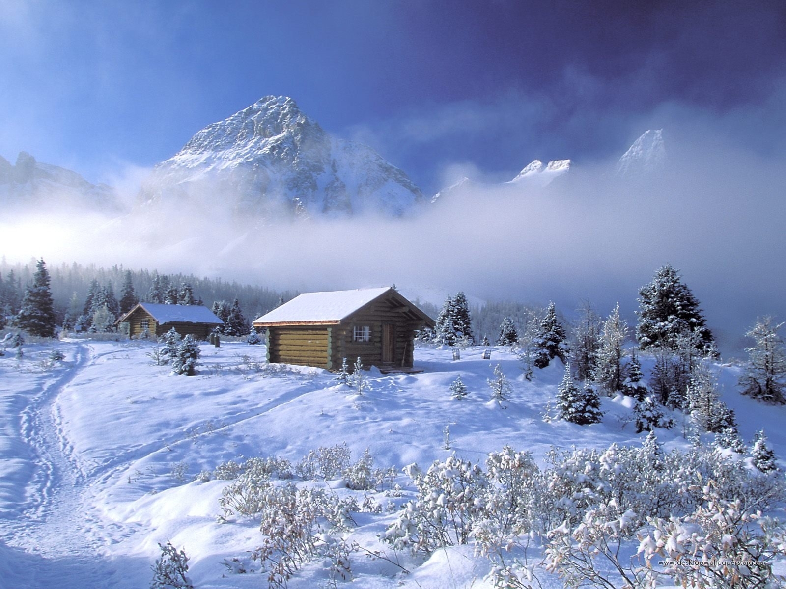 1510 Bild herunterladen schnee, landschaft, winter, häuser, blau - Hintergrundbilder und Bildschirmschoner kostenlos