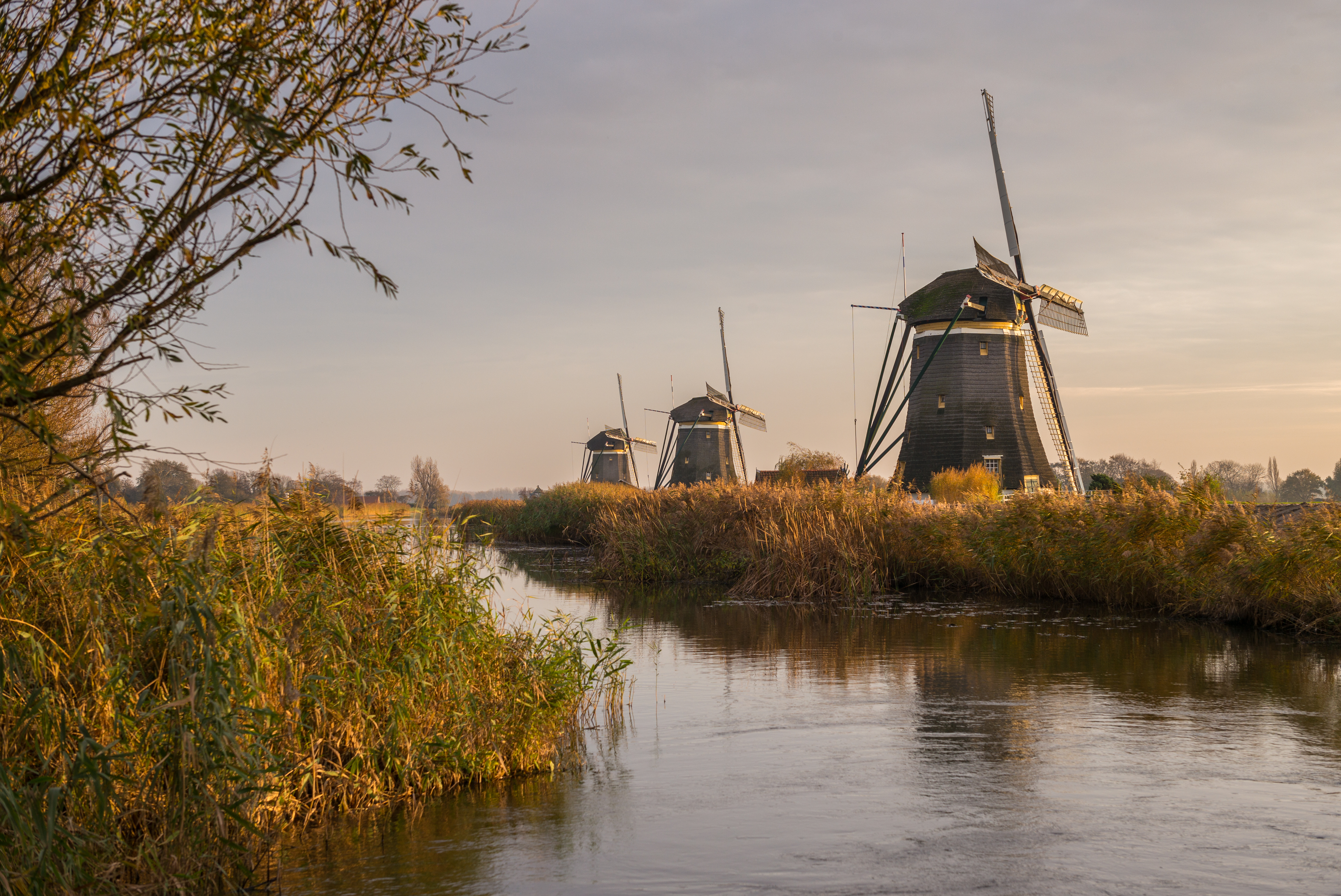 Download mobile wallpaper Rivers, Building, Windmill, Nature, Water for free.