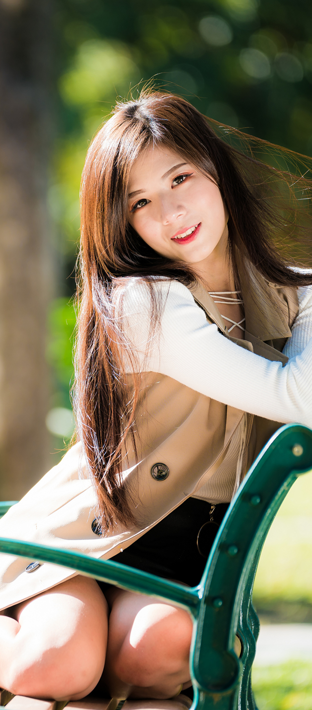 Download mobile wallpaper Brunette, Model, Women, Asian, Long Hair, Depth Of Field for free.