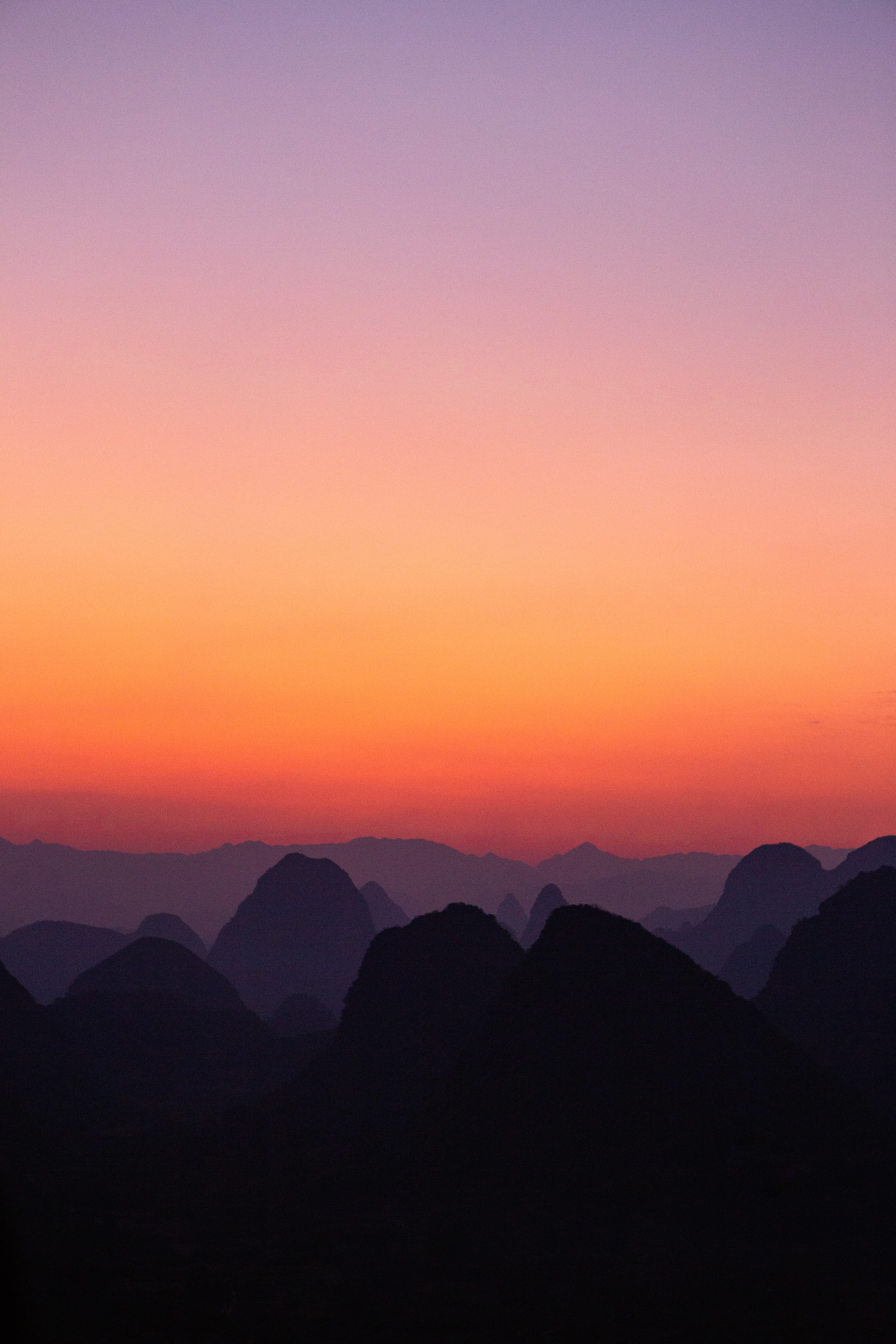twilight, landscape, mountains, vertex, dark, dusk, tops Panoramic Wallpaper