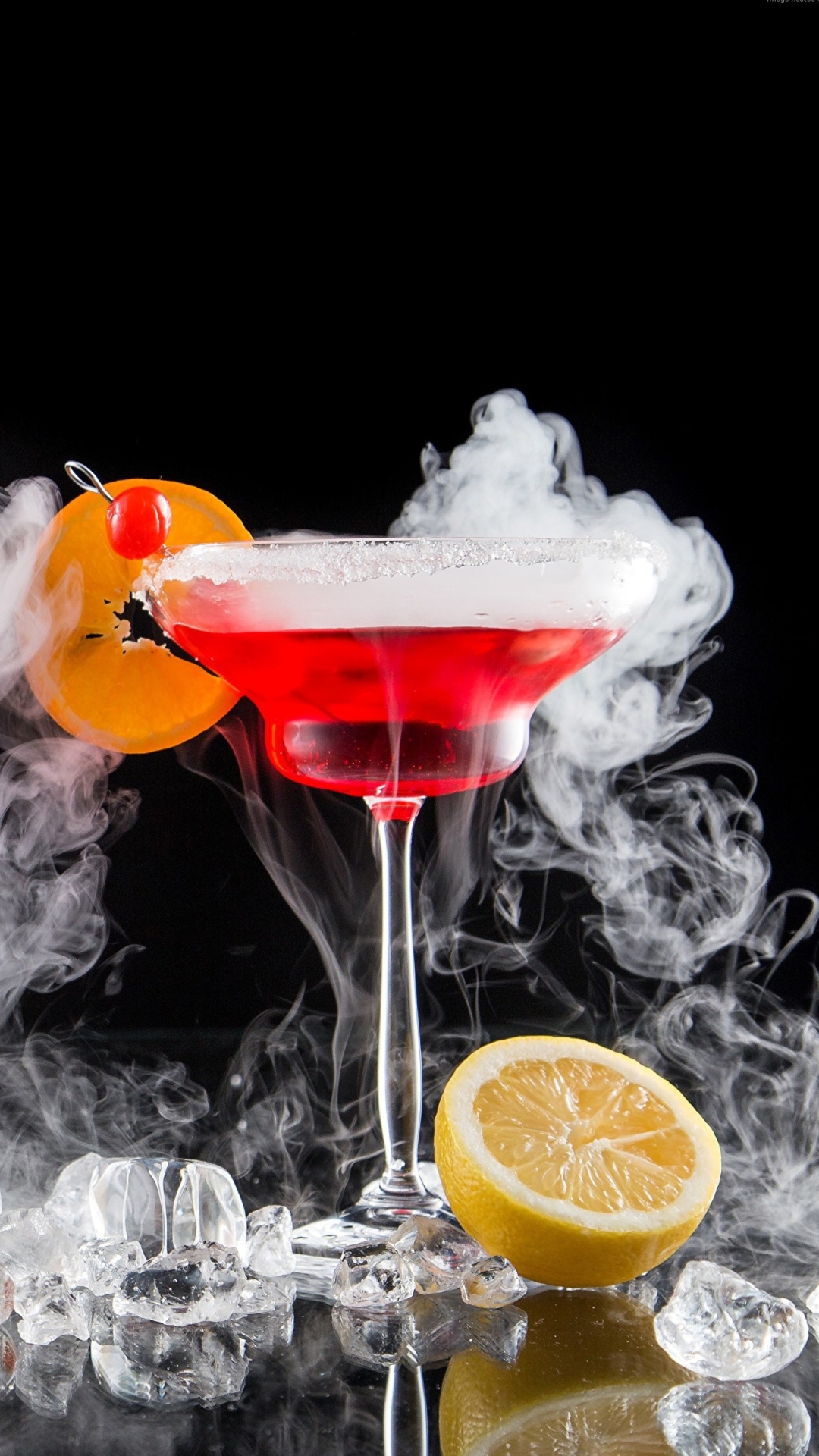 Download mobile wallpaper Food, Smoke, Glass, Fruit, Drink, Cocktail, Ice Cube for free.