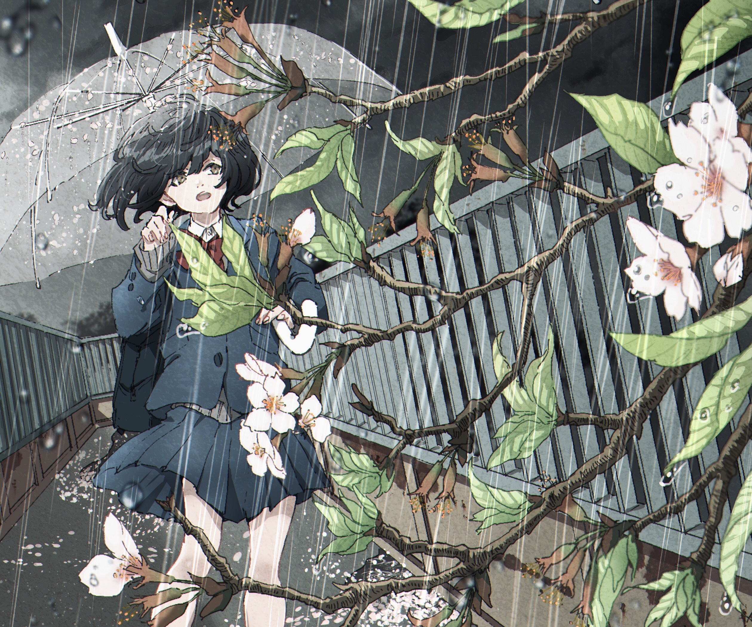 Download mobile wallpaper Anime, Rain, Girl, School for free.