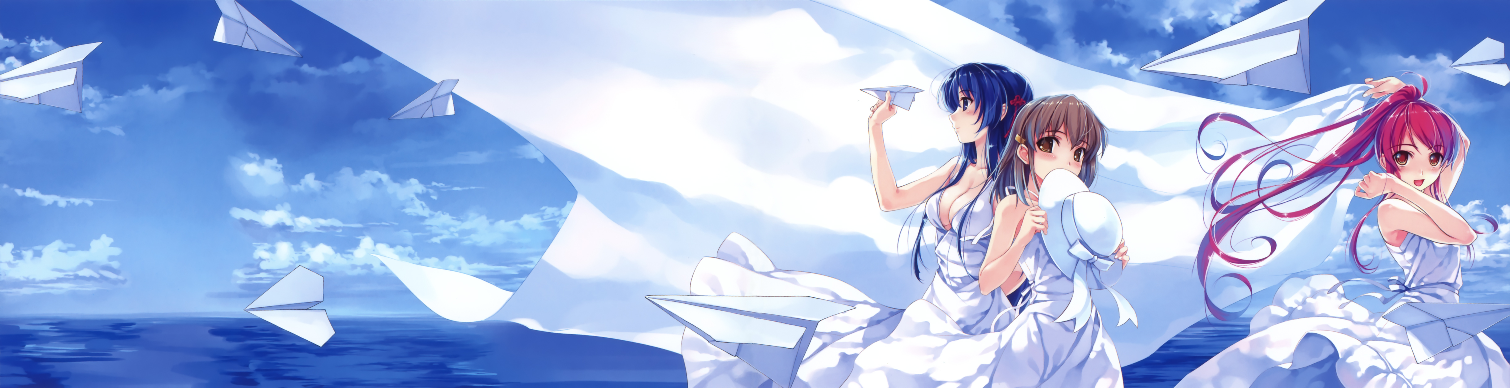 Download mobile wallpaper Anime, Deep Blue Sky & Pure White Wings for free.
