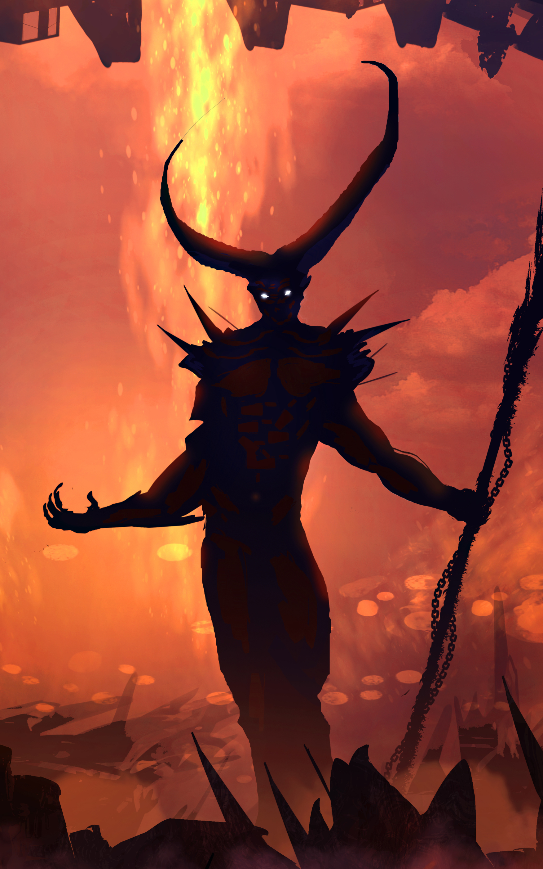 Download mobile wallpaper Fantasy, Horns, Demon, Giant for free.