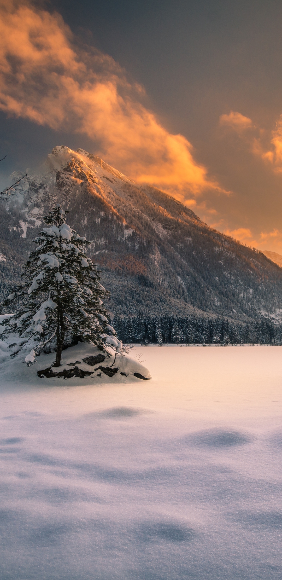 Descarga gratuita de fondo de pantalla para móvil de Invierno, Nieve, Montaña, Alemania, Atardecer, Tierra/naturaleza, Puesta De Sol.