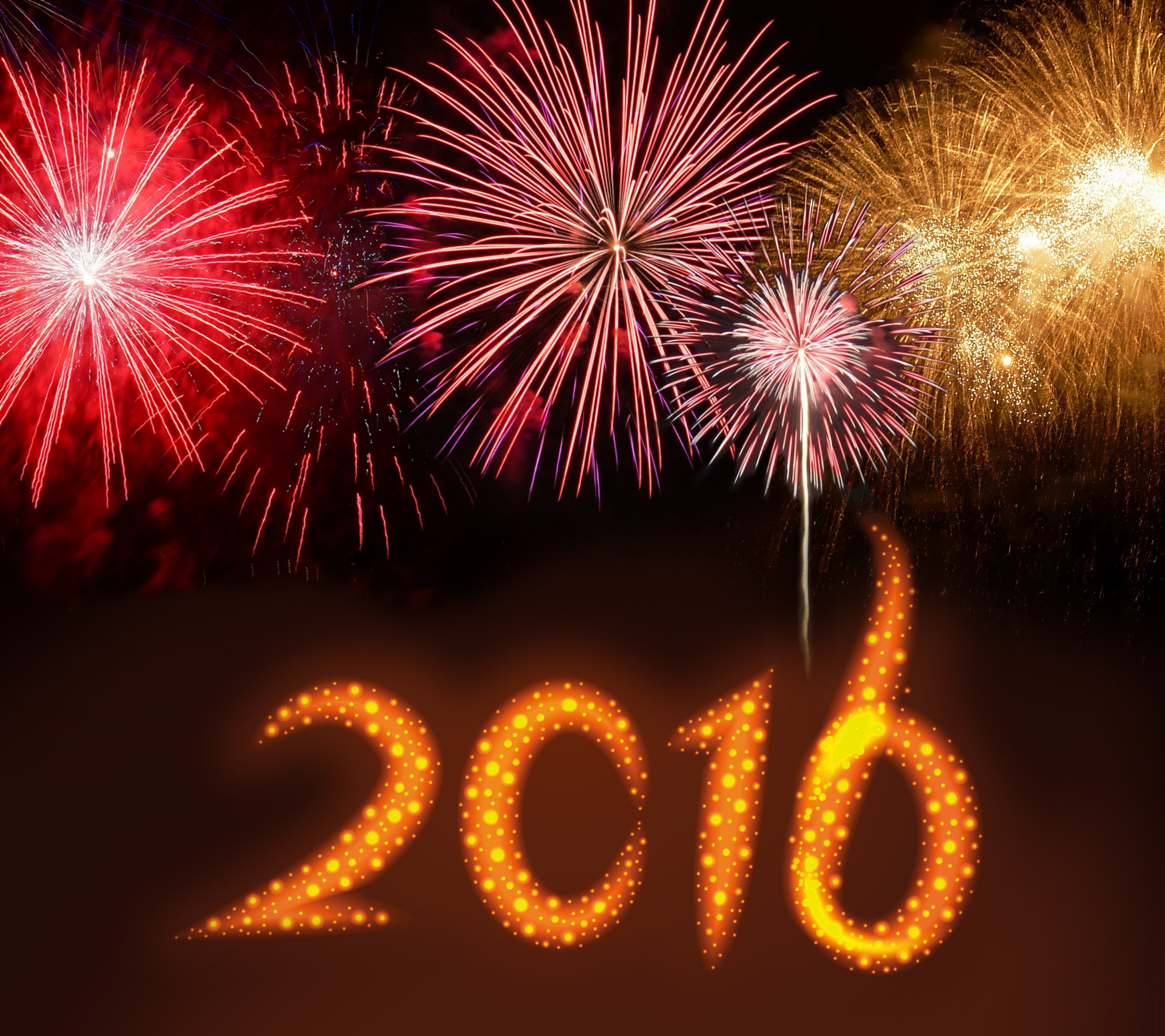Download mobile wallpaper New Year, Holiday, Fireworks, New Year 2016 for free.