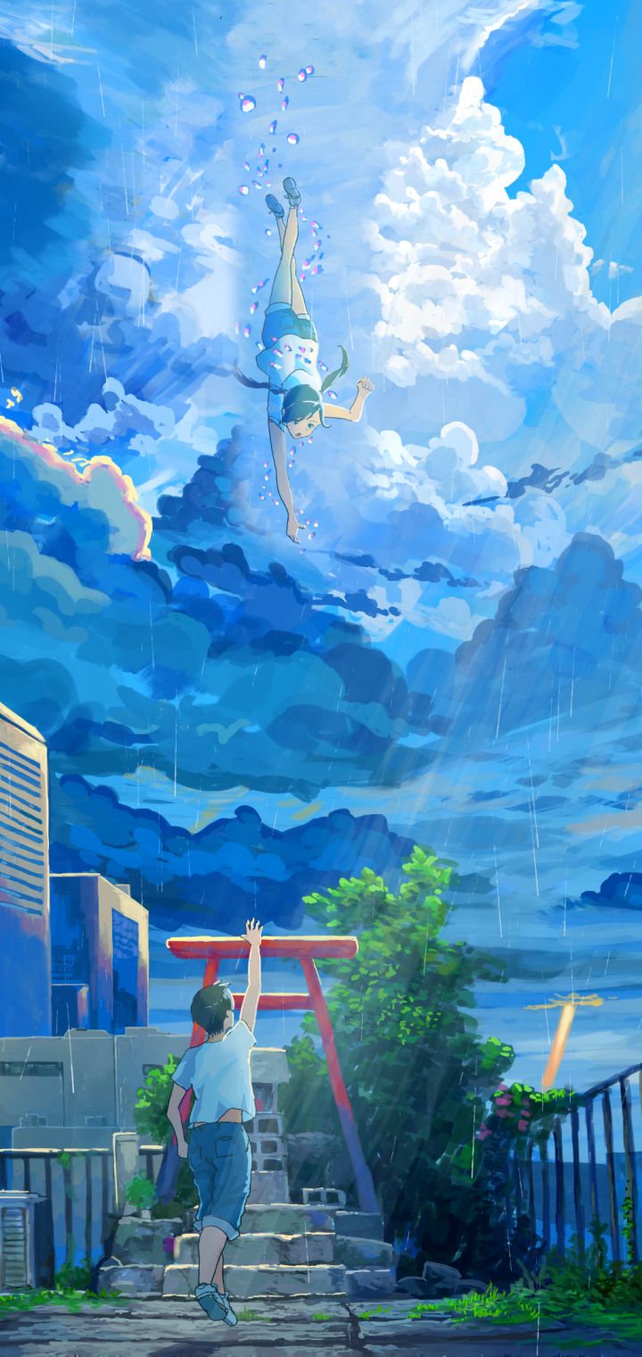 Download mobile wallpaper Anime, Sky, Weathering With You, Tenki No Ko, Hina Amano, Hodaka Morishima for free.