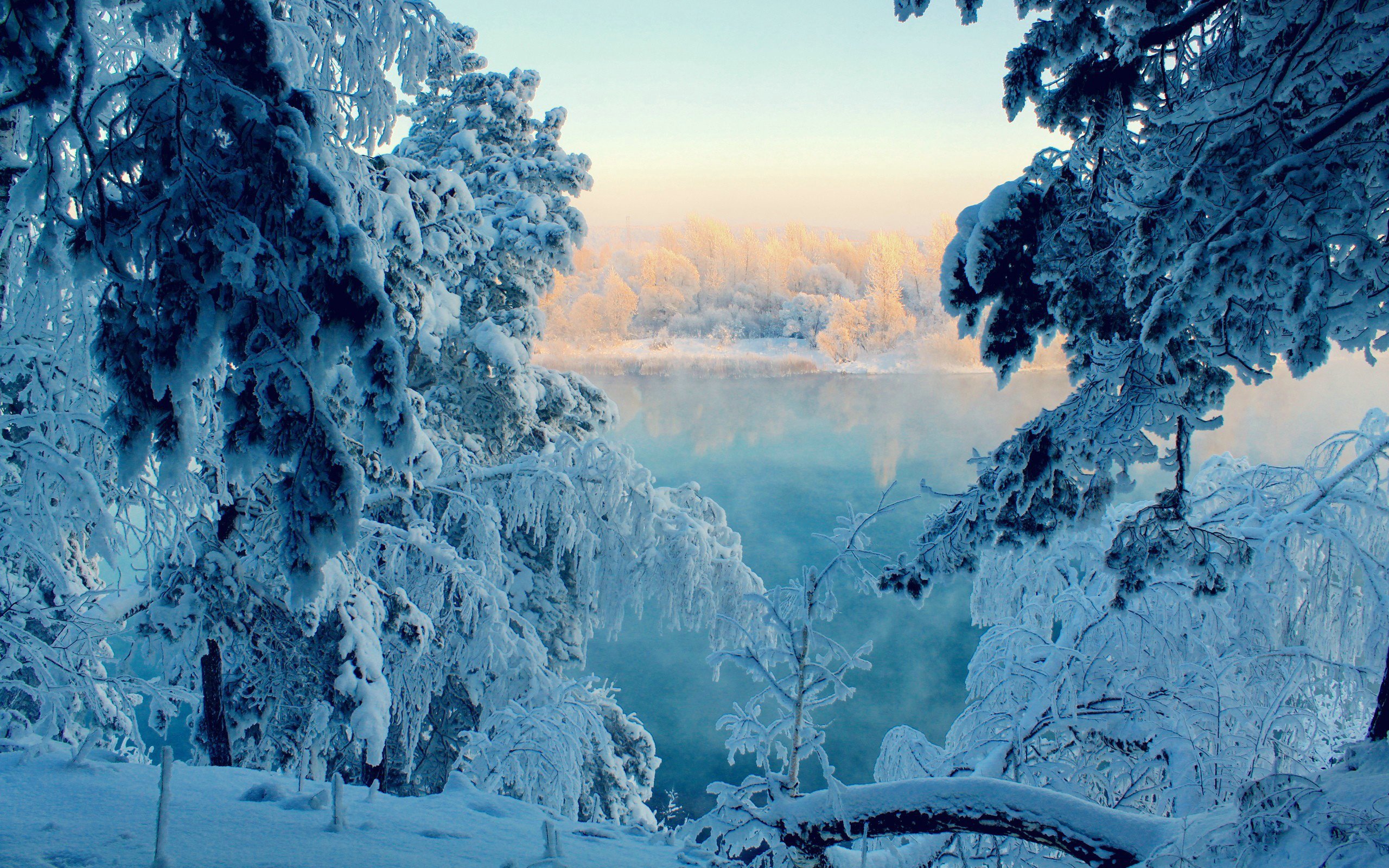 PCデスクトップに風景, 冬, 川画像を無料でダウンロード
