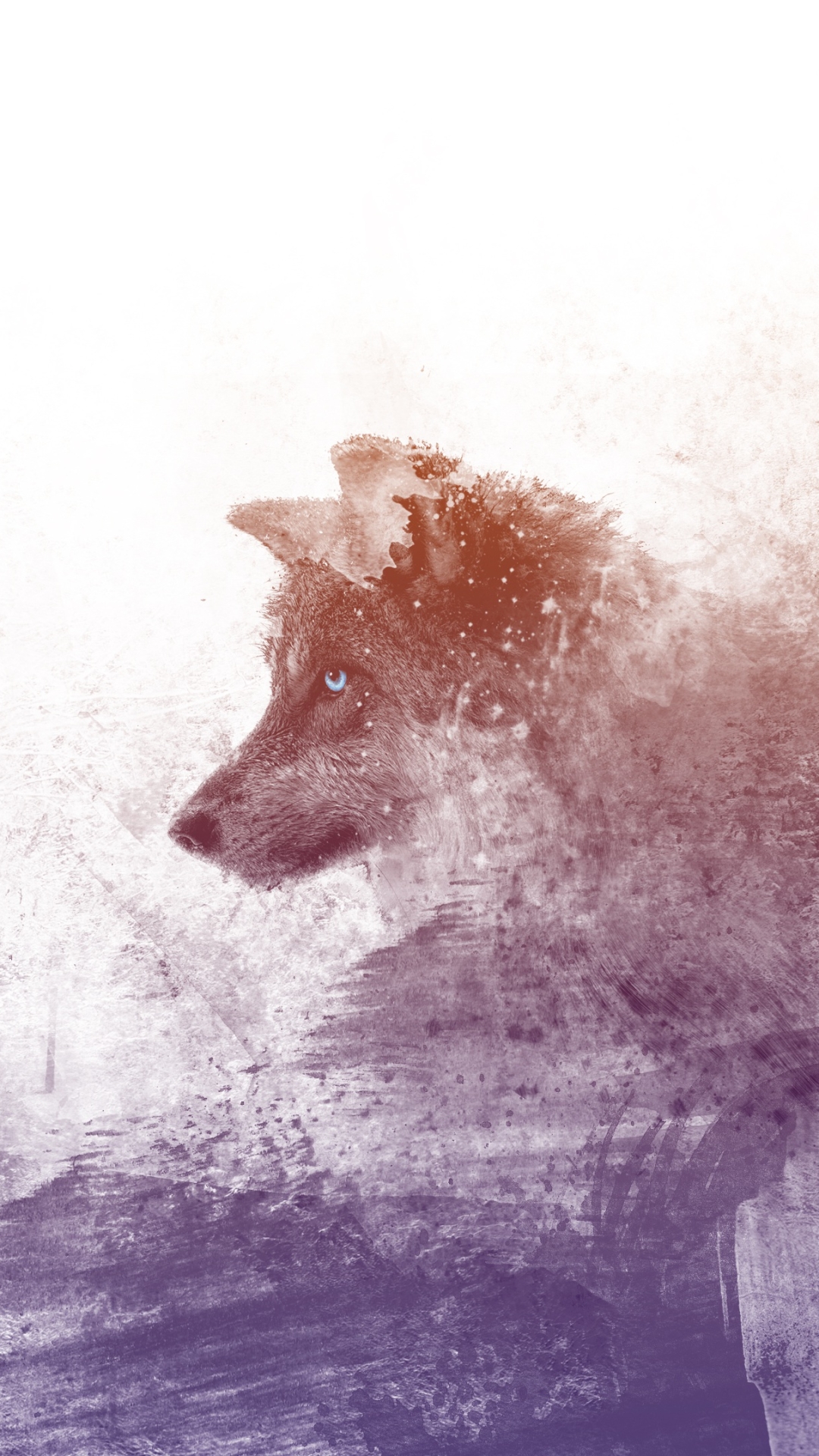 Download mobile wallpaper Winter, Wolf, Animal, Artistic for free.
