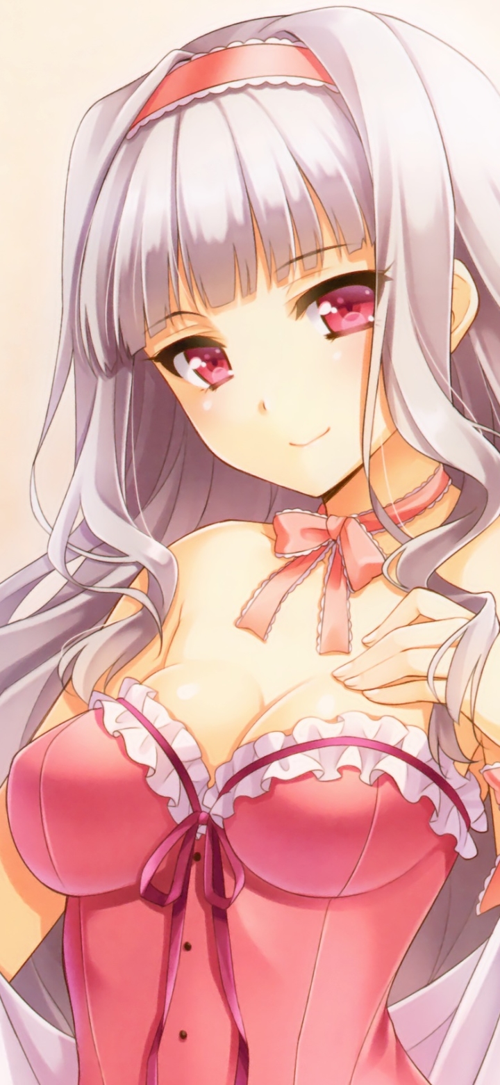 Download mobile wallpaper Anime, Headband, Red Eyes, Long Hair, White Hair, The Idolm@ster, Takane Shijou for free.