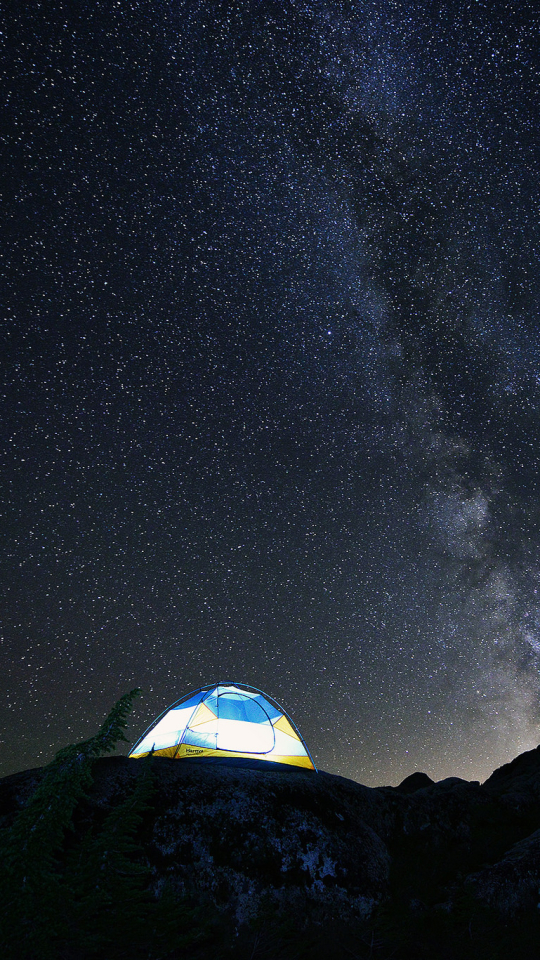 Download mobile wallpaper Stars, Night, Starry Sky, Milky Way, Tent, Camping, Photography for free.