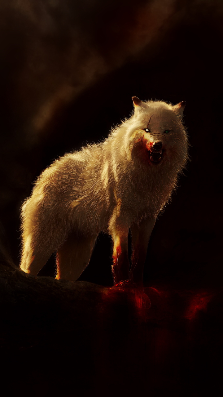 Download mobile wallpaper Fantasy, Blood, Dark, Wolf, Fantasy Animals for free.