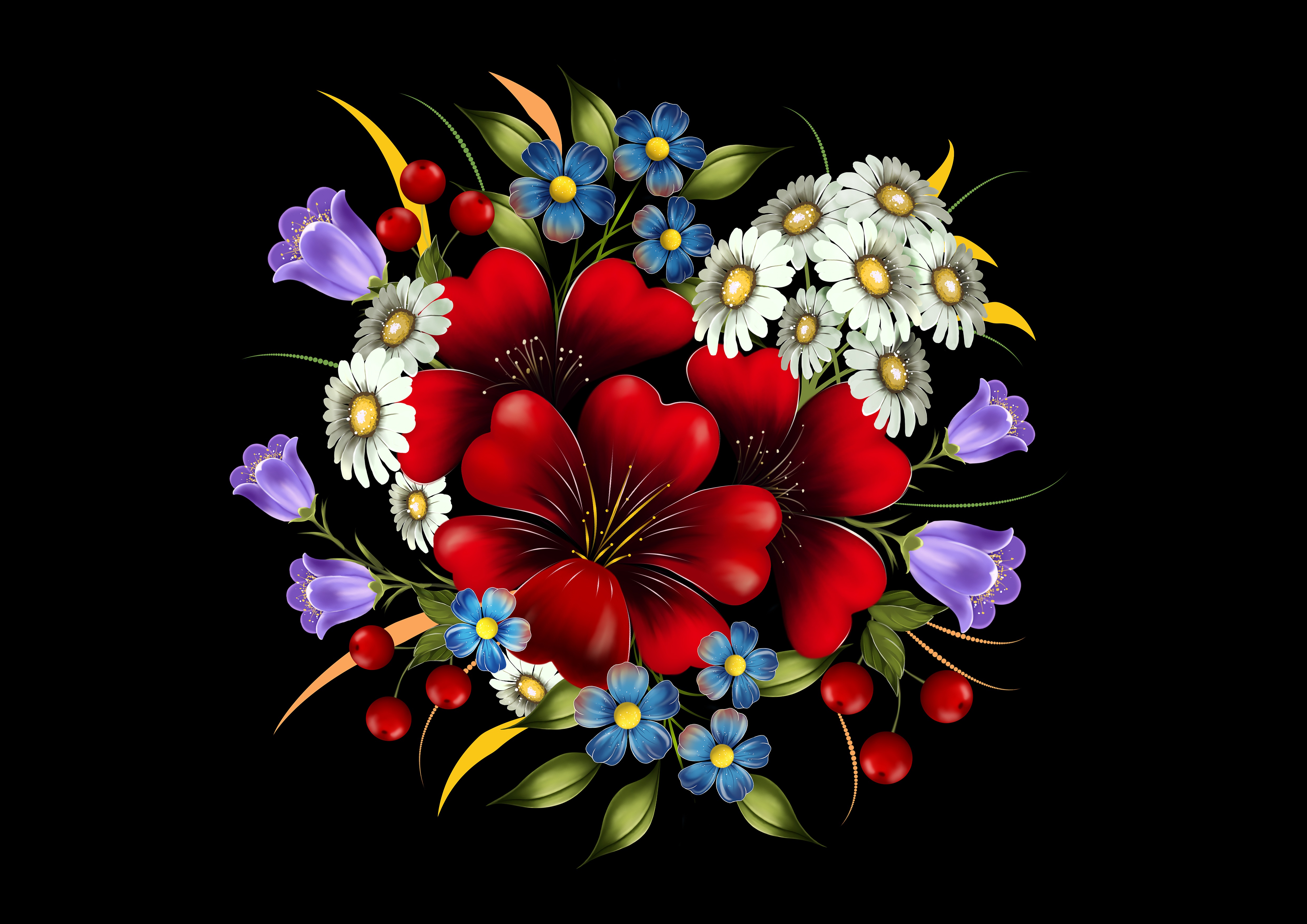 flowers, bouquet, art, composition HD wallpaper
