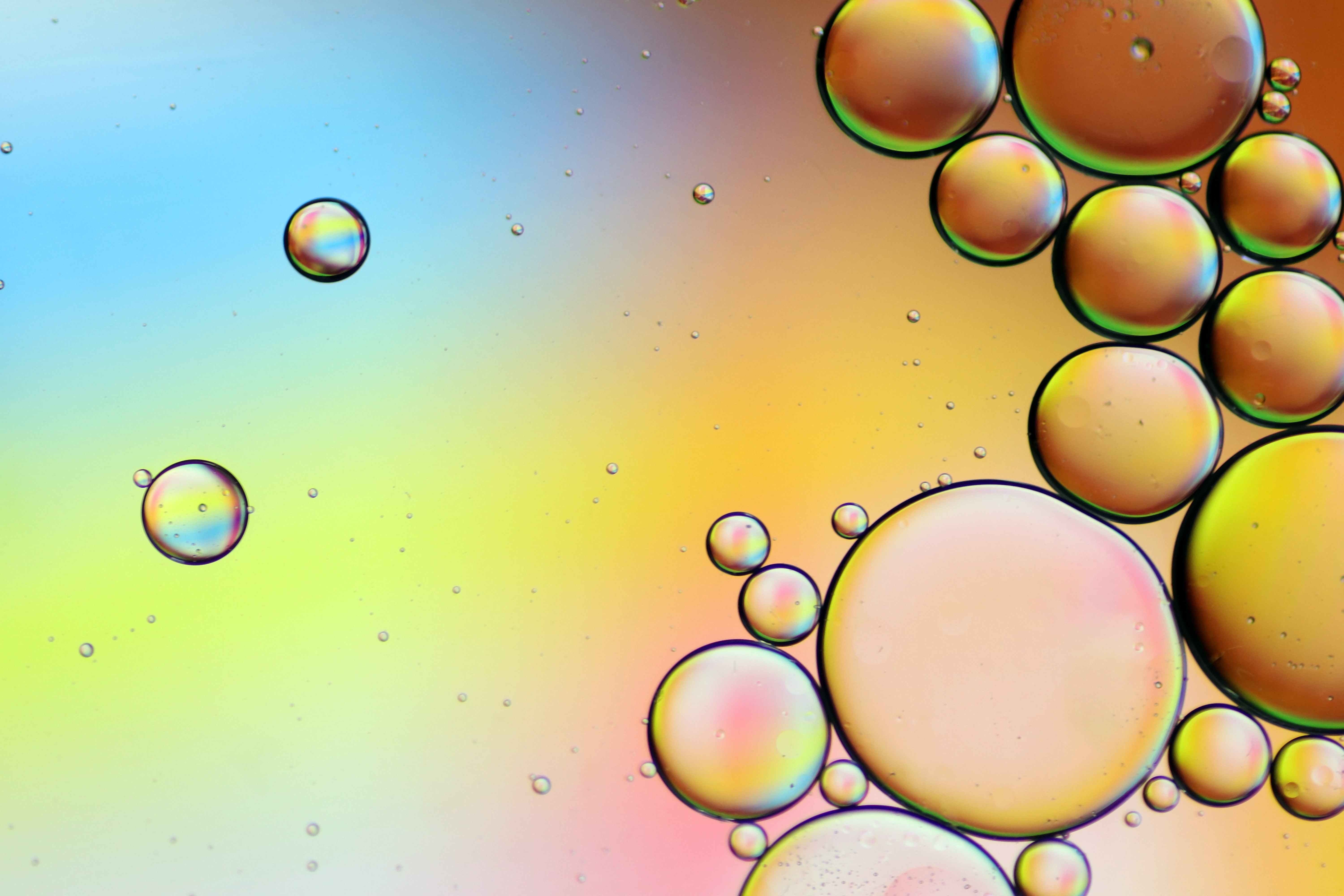 Download mobile wallpaper Water, Motley, Multicolored, Bubbles, Abstract, Gradient for free.