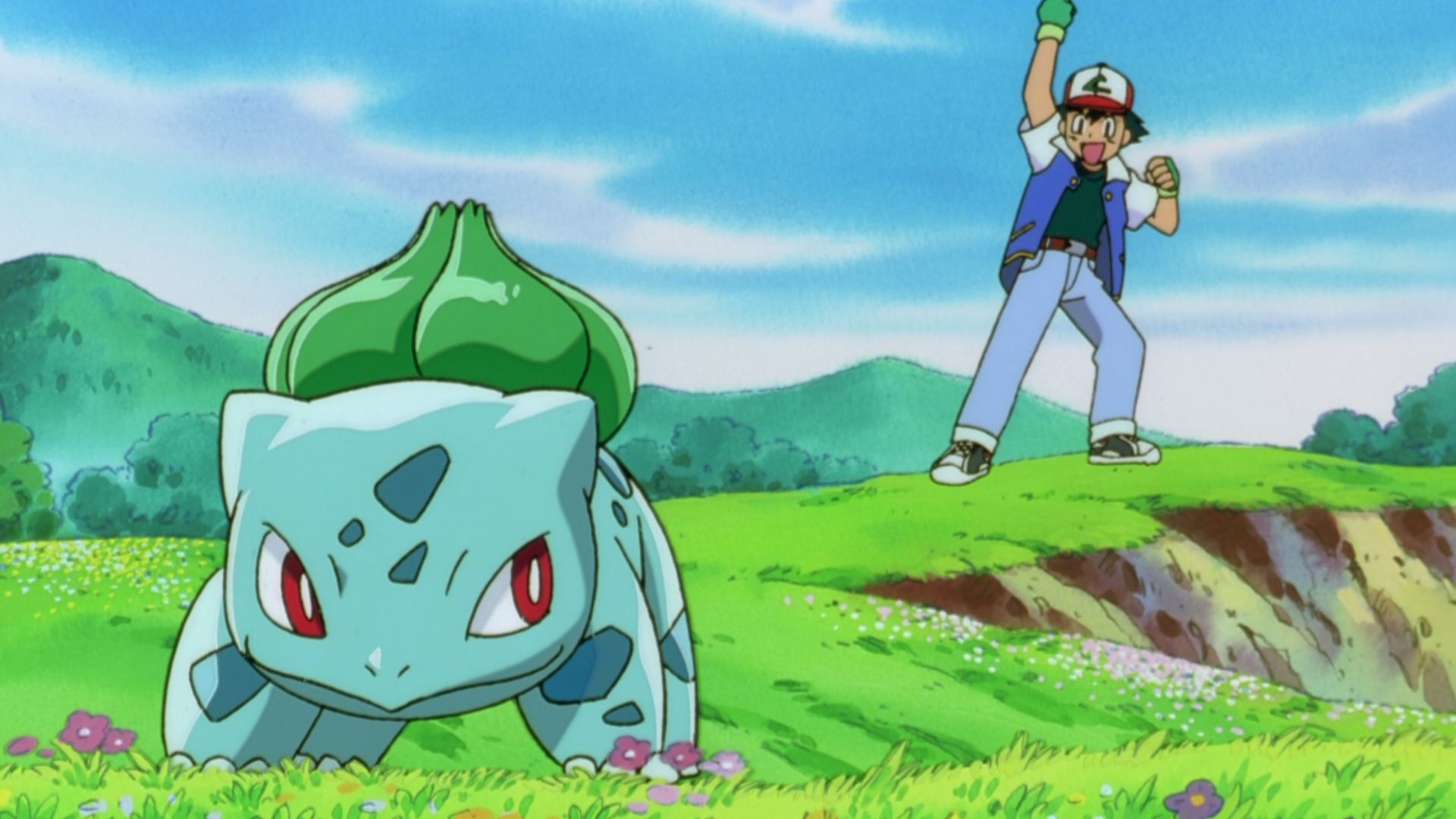 Download mobile wallpaper Anime, Pokémon, Bulbasaur (Pokémon), Ash Ketchum, Pokémon: The First Movie for free.