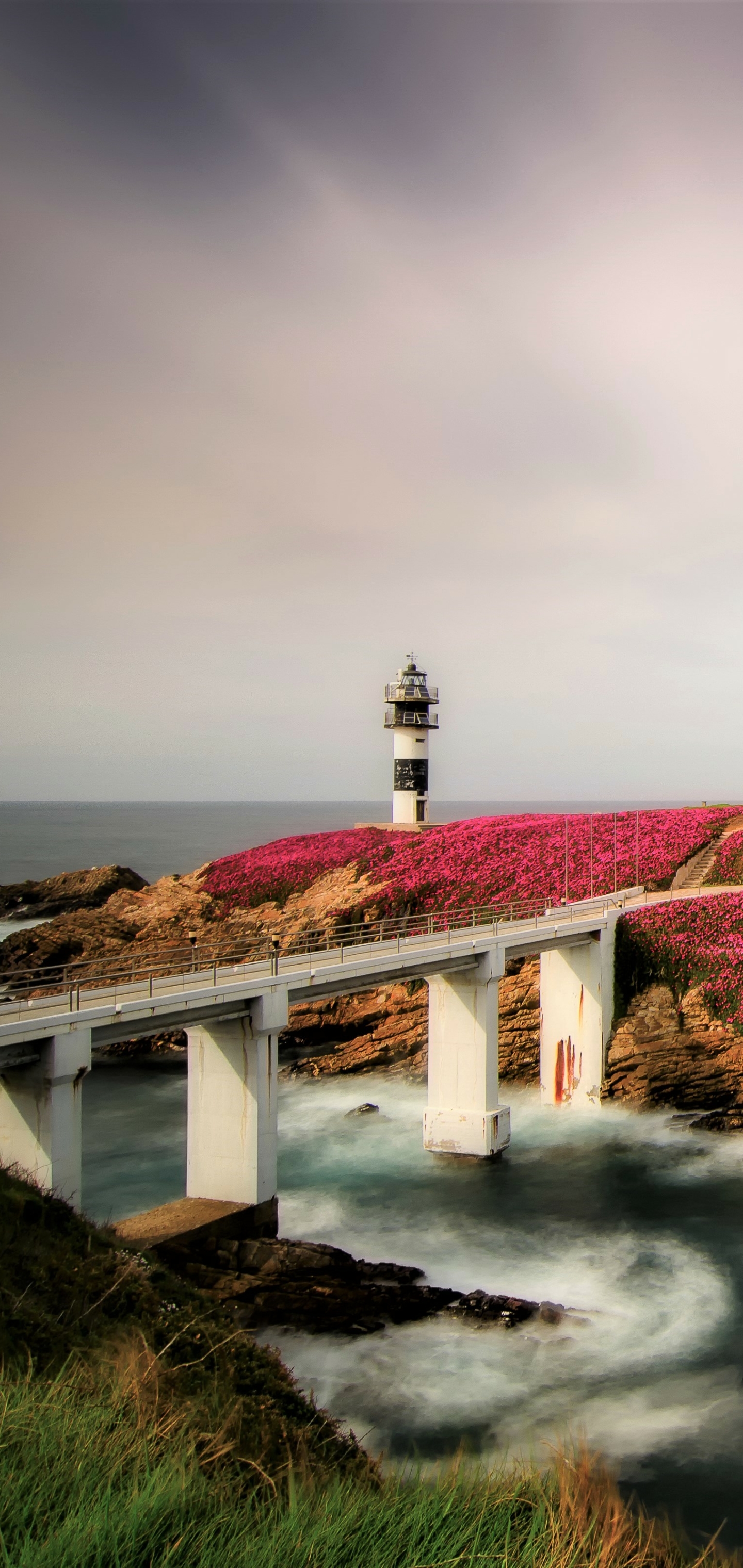Download mobile wallpaper Bridge, Lighthouse, Spain, Man Made for free.