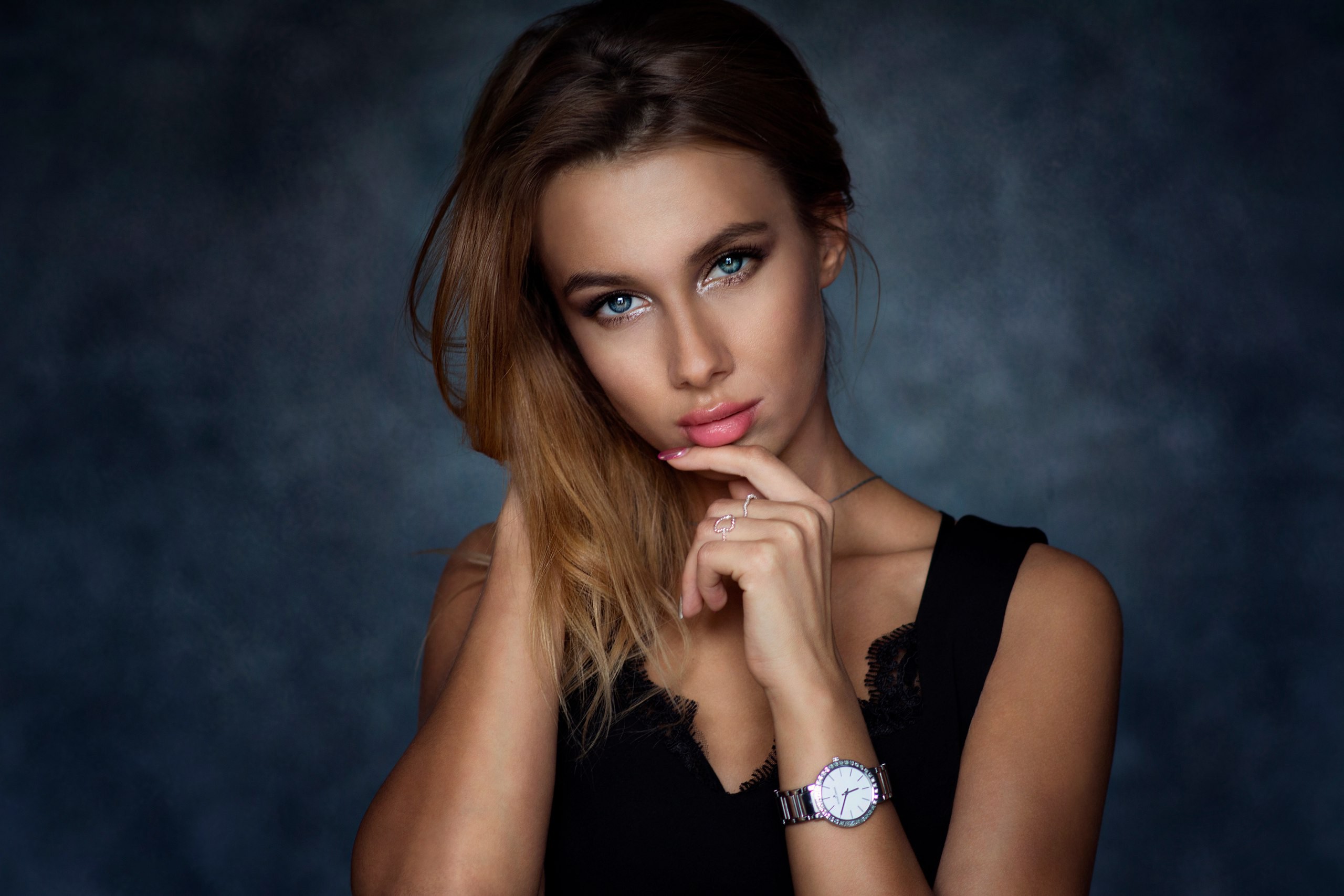 Handy-Wallpaper Ring, Uhr, Modell, Frauen, Blaue Augen kostenlos herunterladen.