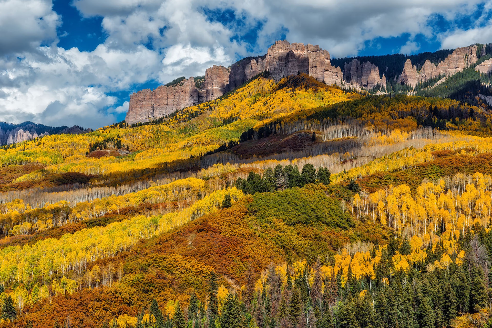 PCデスクトップに風景, 自然, 秋, 山, 森, 地球, クラウド画像を無料でダウンロード