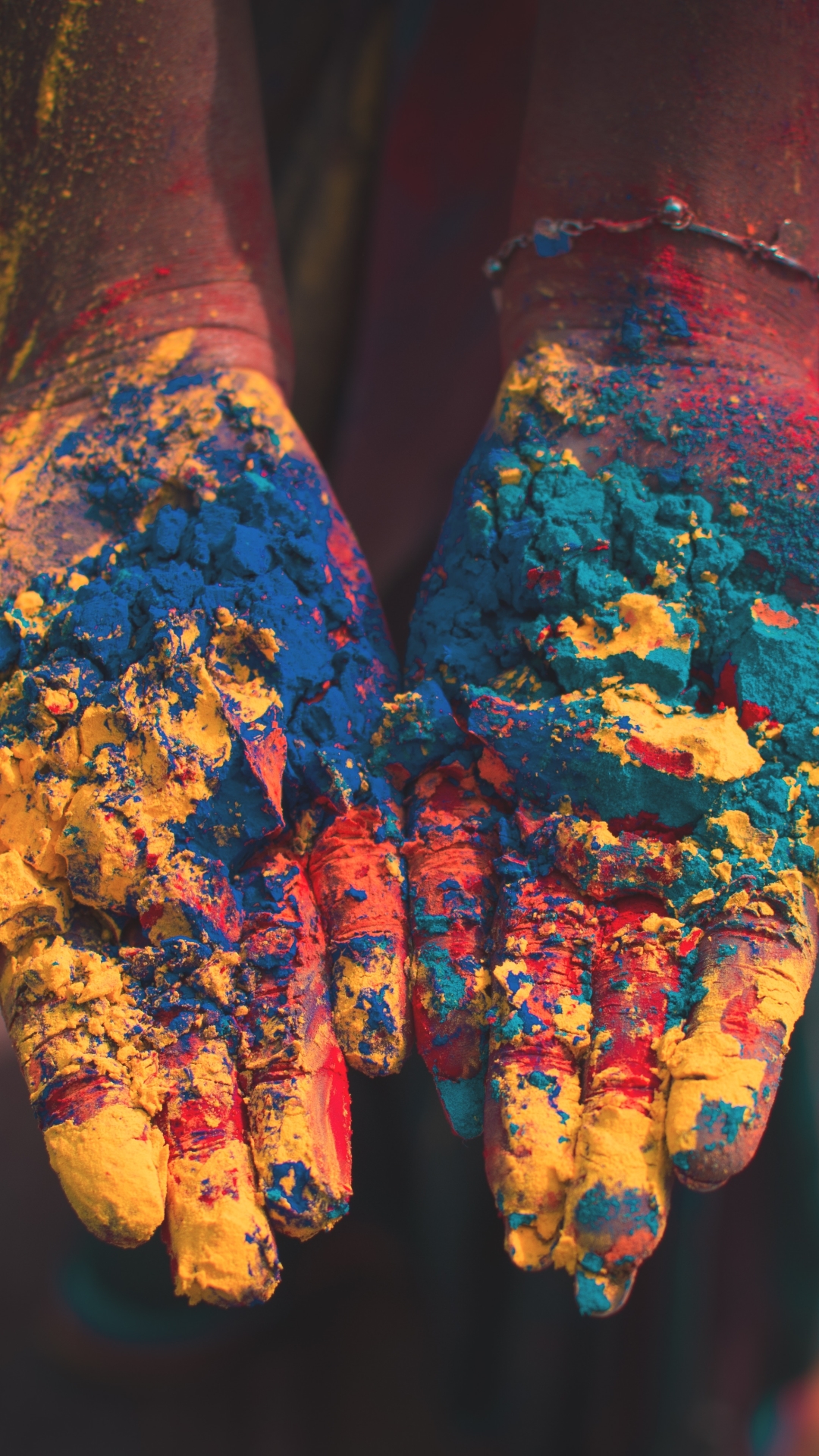 Download mobile wallpaper Hand, Holiday, Colors, Holi for free.