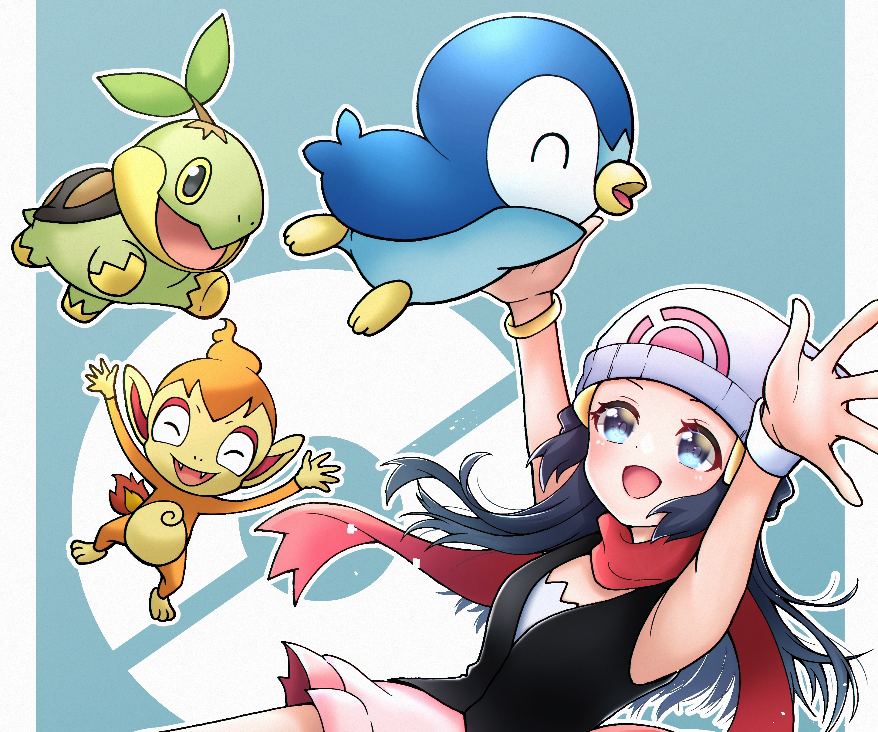 Free download wallpaper Anime, Pokémon, Piplup (Pokémon), Dawn (Pokémon), Turtwig (Pokémon), Chimchar (Pokémon) on your PC desktop