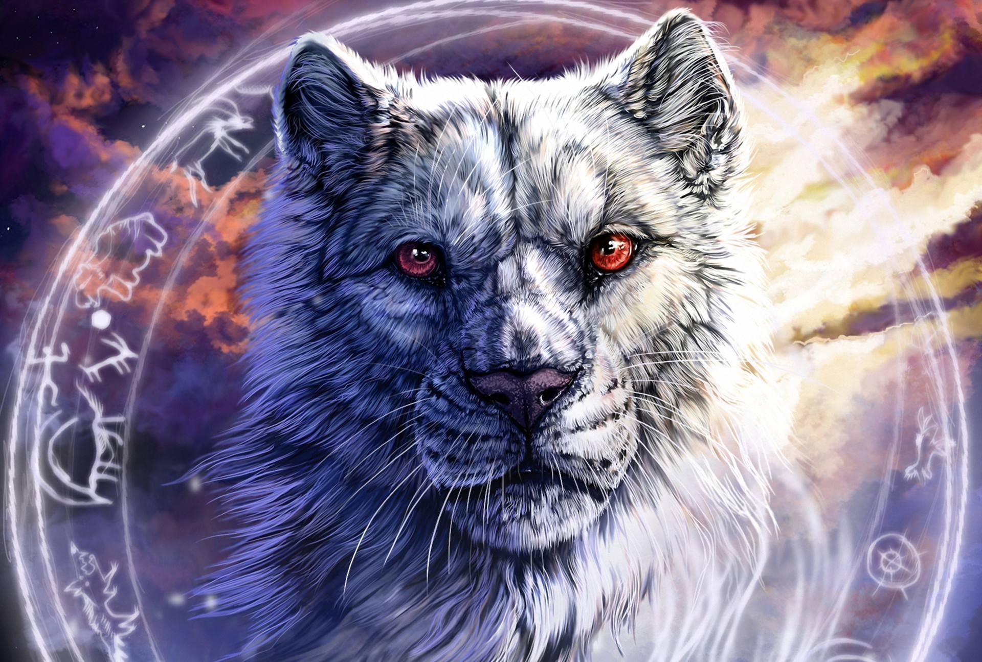 Free download wallpaper Fantasy, Zodiac, Tiger, Animal, Artistic, White Tiger on your PC desktop