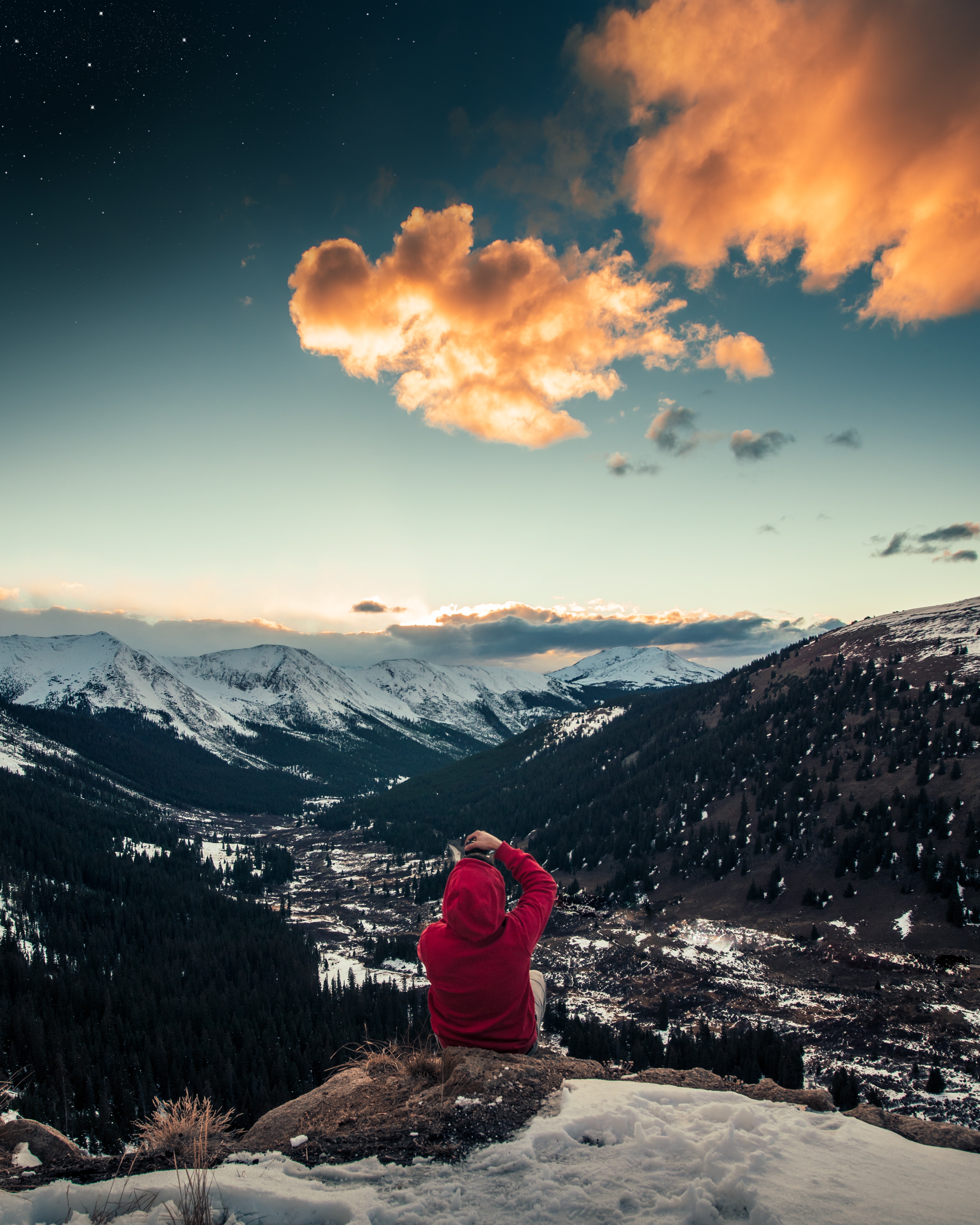 Download mobile wallpaper Top, Clouds, Vertex, Mountains, Loneliness, Nature, Hood for free.