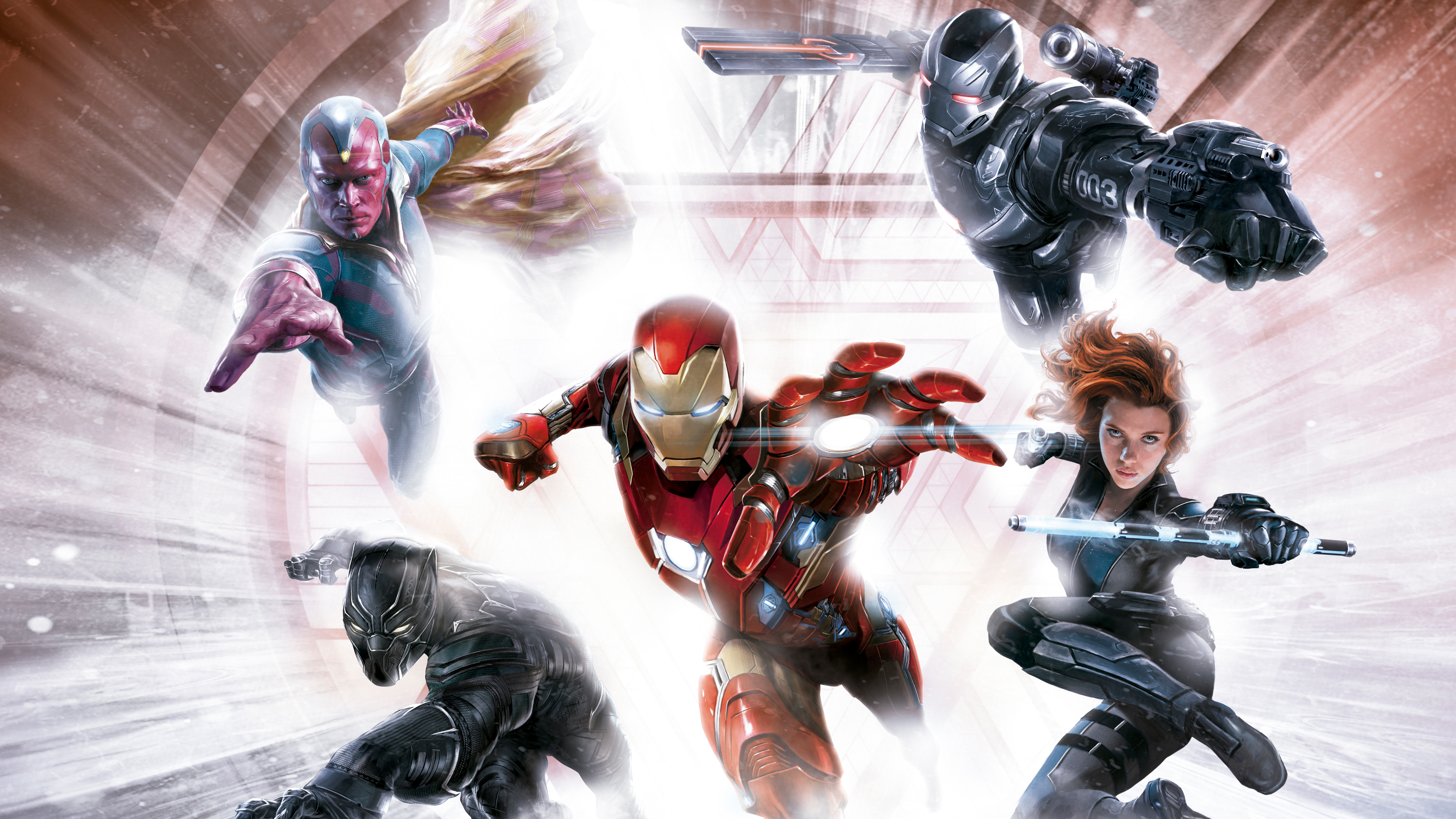 Download mobile wallpaper Iron Man, Captain America, Movie, Black Panther (Marvel Comics), Black Widow, Vision (Marvel Comics), War Machine, Captain America: Civil War for free.