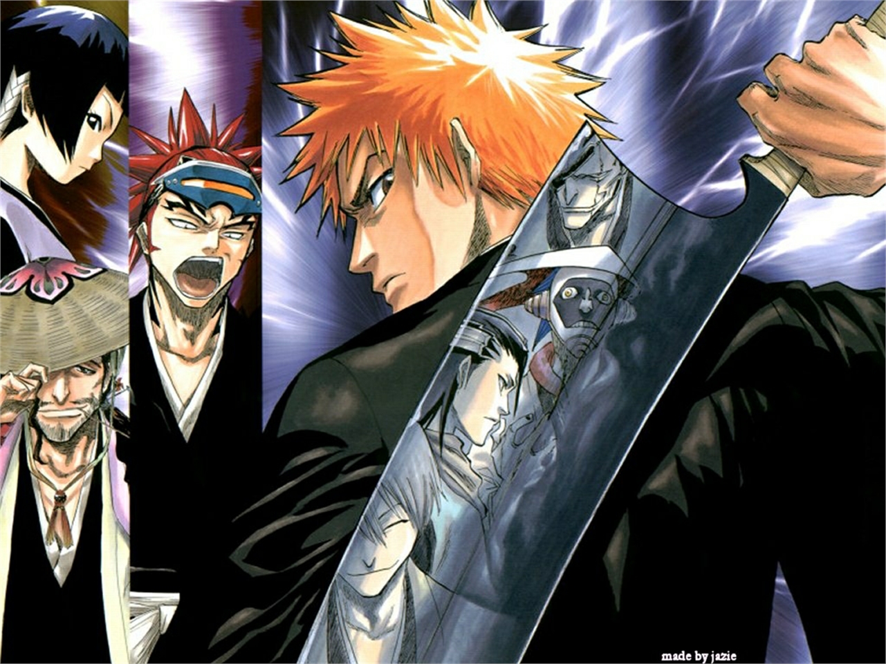 Baixar papel de parede para celular de Anime, Alvejante, Renji Abarai, Ichigo Kurosaki, Shunsui Kyōraku, Soifon (Bleach) gratuito.