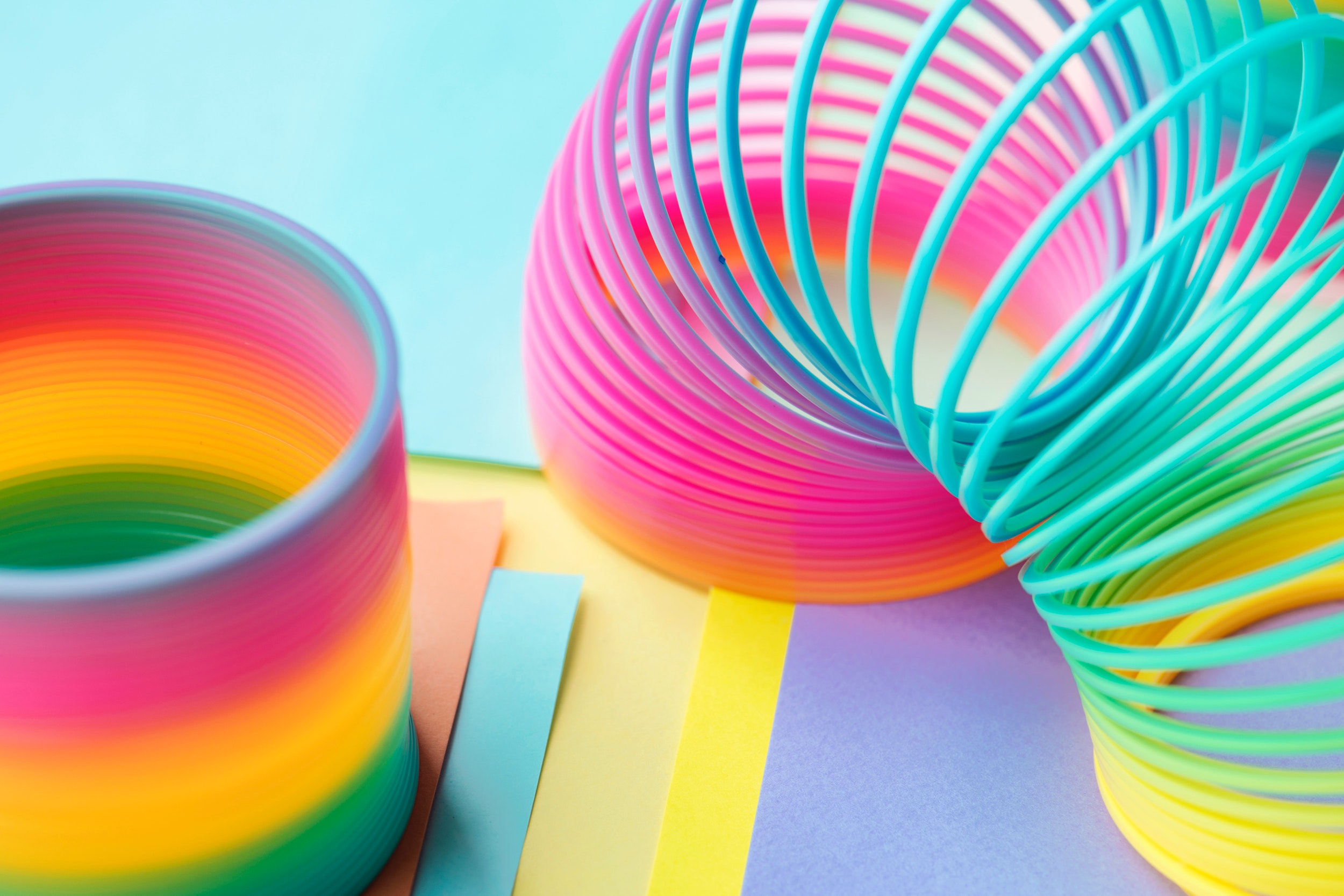 Free download wallpaper Abstract, Pink, Rainbow, Toy, Colors, Colorful, Pastel, Slinky on your PC desktop