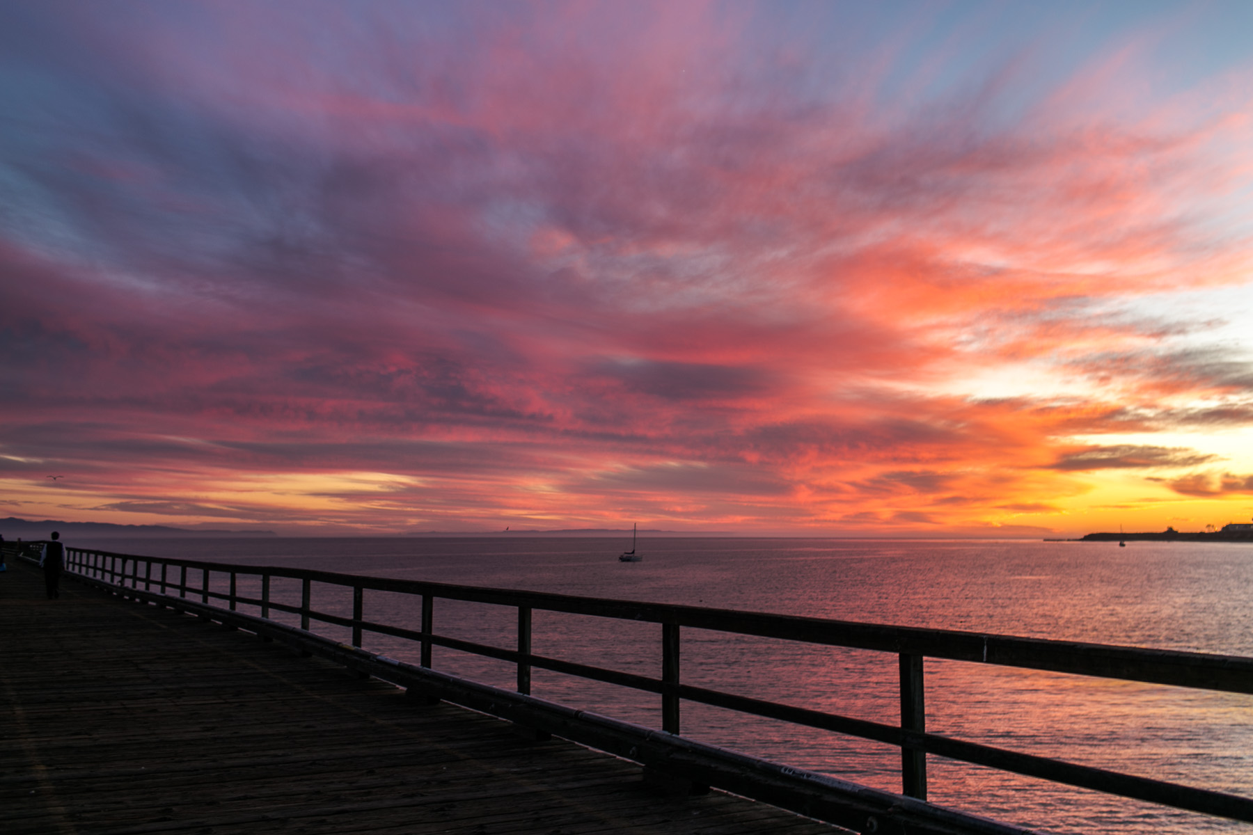 Free download wallpaper Sunset, Sky, Pink, Pier, Earth, Photography, Orange (Color) on your PC desktop