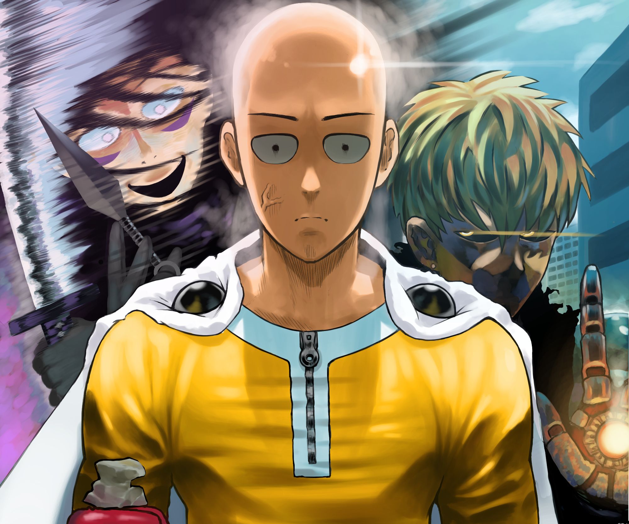 Download mobile wallpaper Anime, Saitama (One Punch Man), One Punch Man, Genos (One Punch Man), Sonic (One Punch Man) for free.