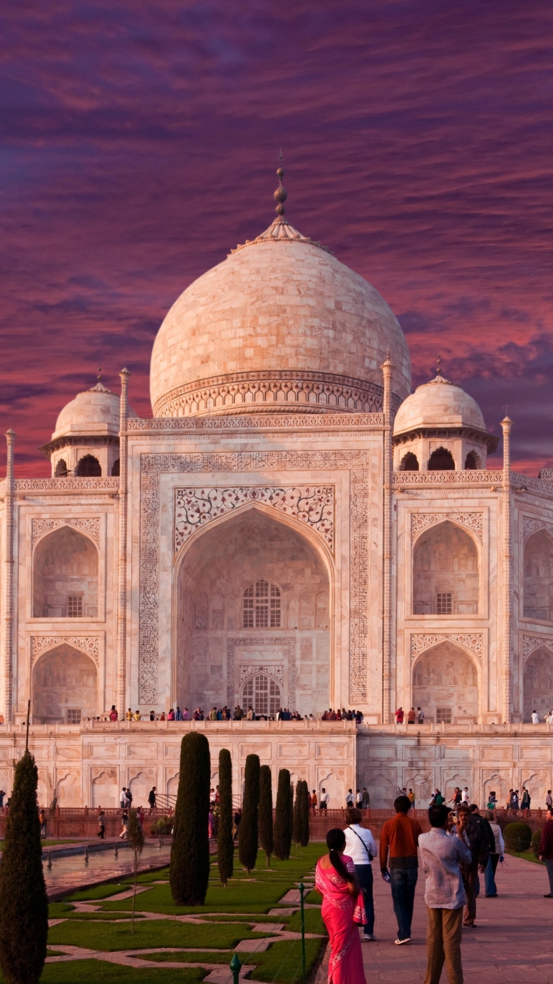 Download mobile wallpaper Sunset, Sky, Monuments, Taj Mahal, India, Agra, Man Made, Uttar Pradesh for free.