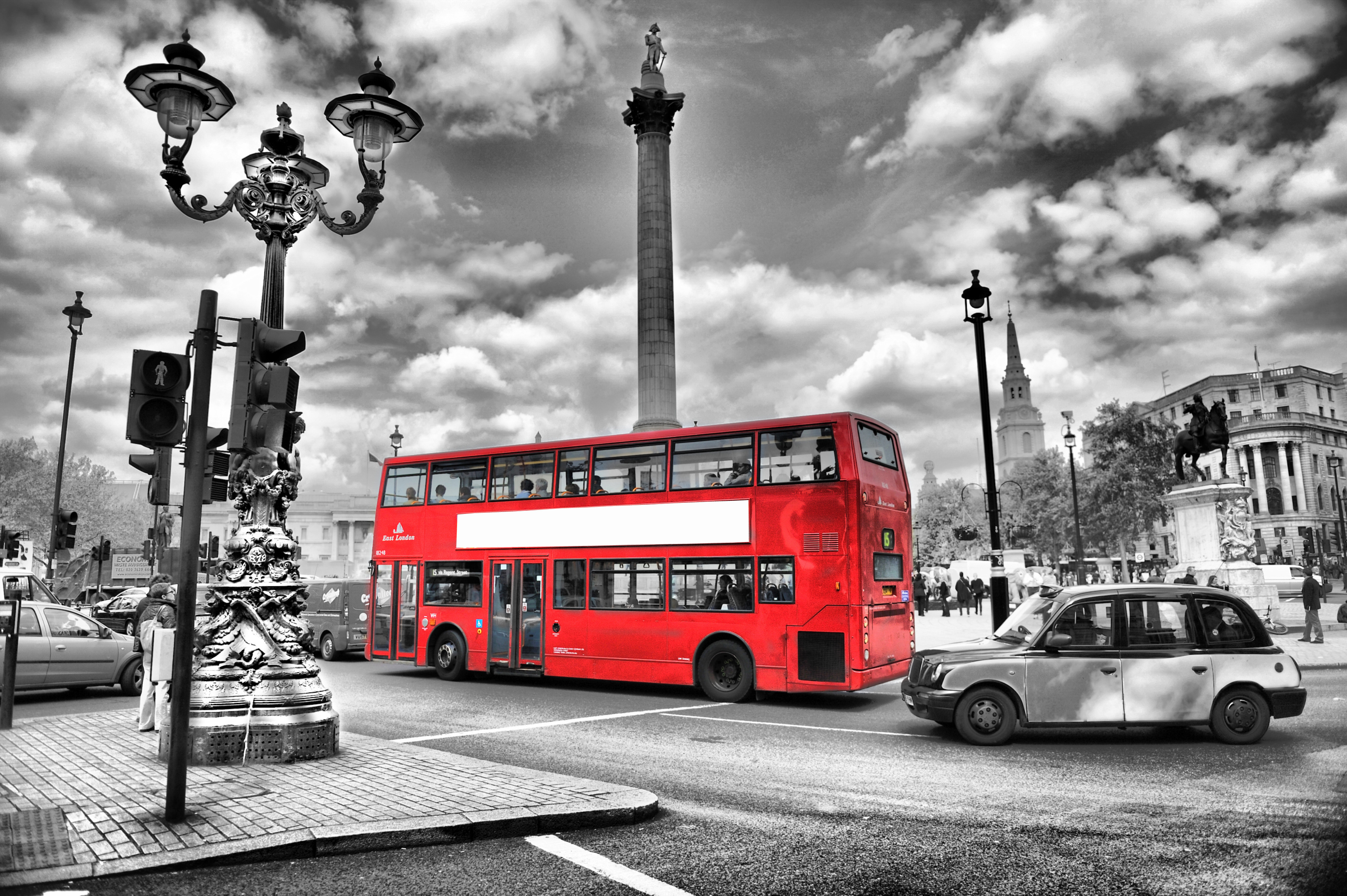 Desktop FHD london, transport, landscape, cities, streets, gray