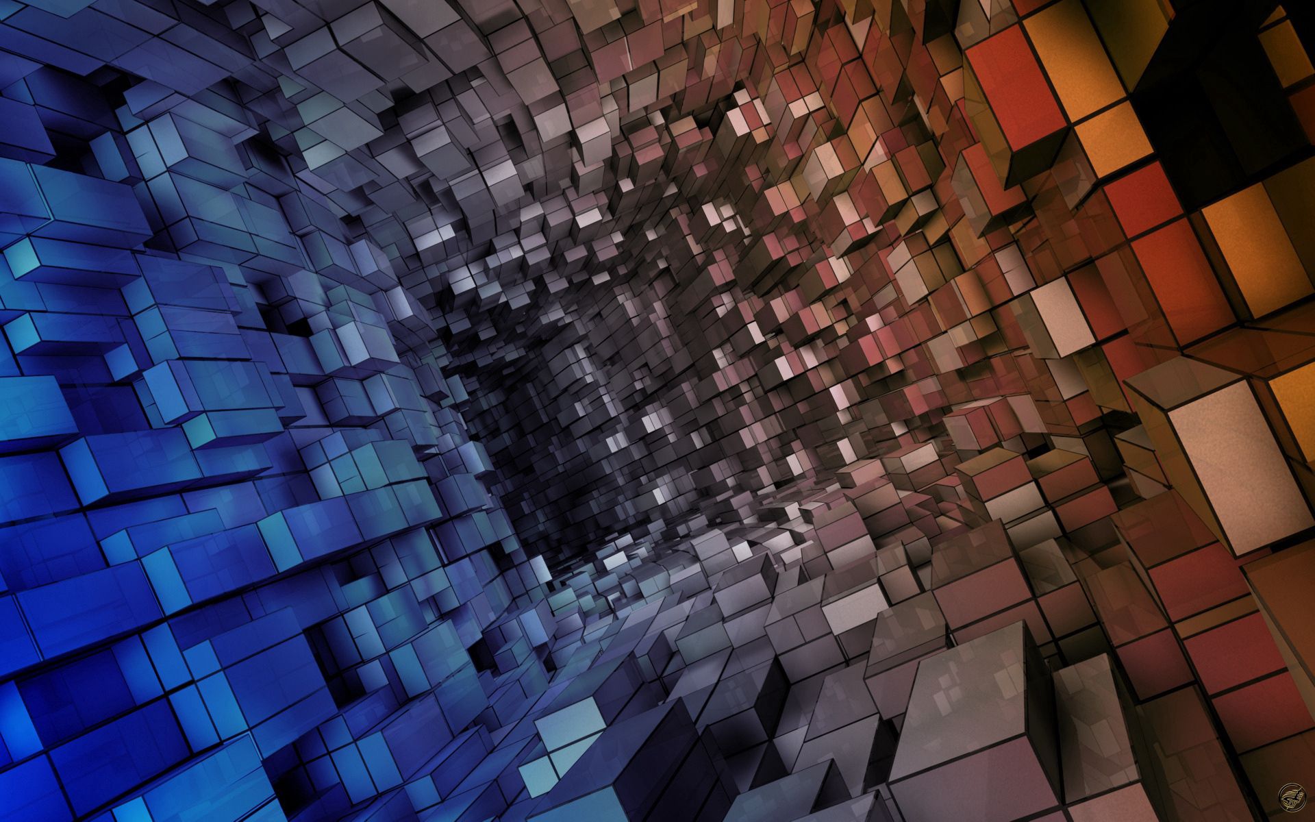 cube, immersion, abstract, form, space, tunnel HD wallpaper
