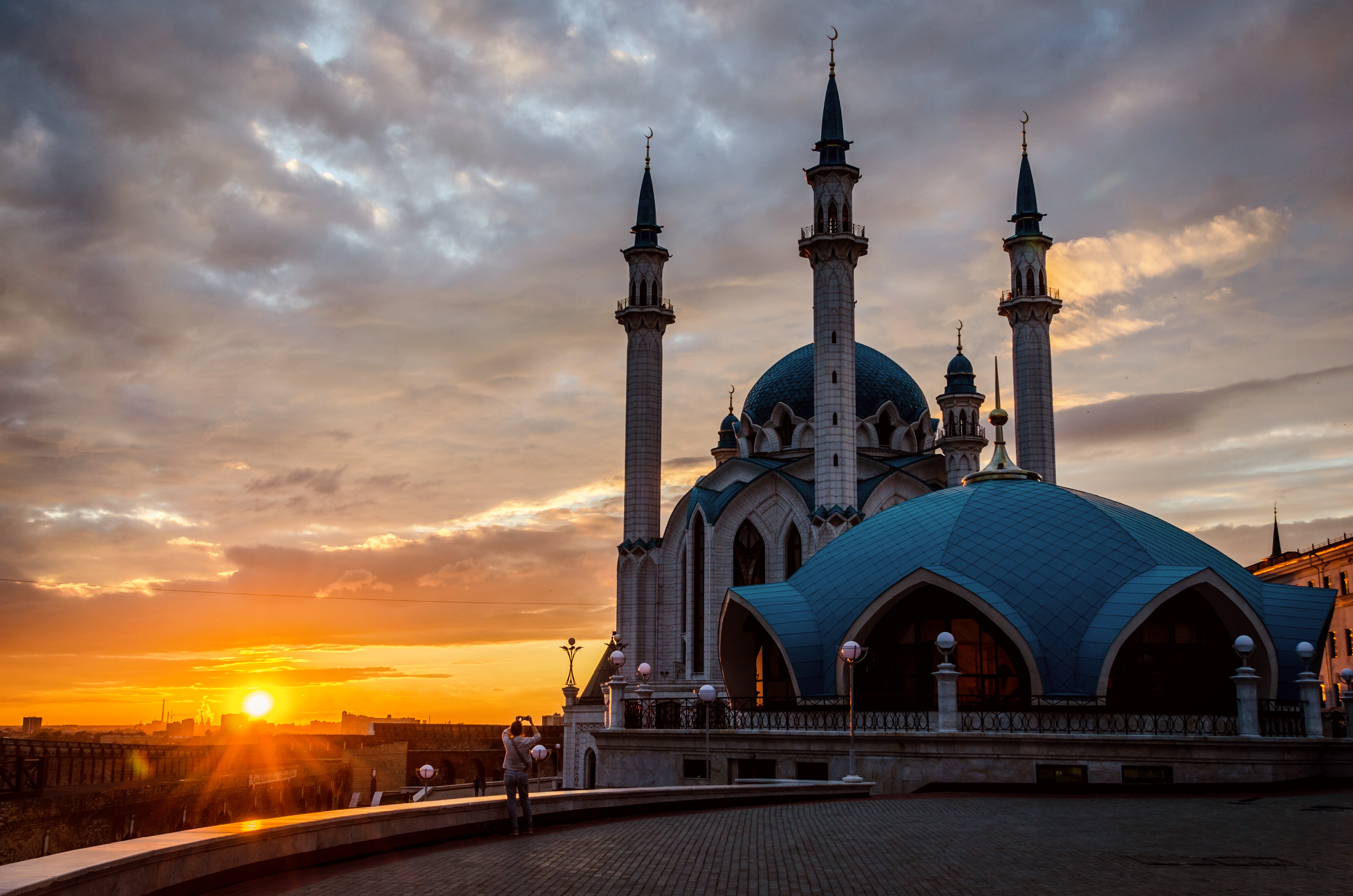115977 скачать обои мечеть, татарстан, казань, города, закат - заставки и картинки бесплатно