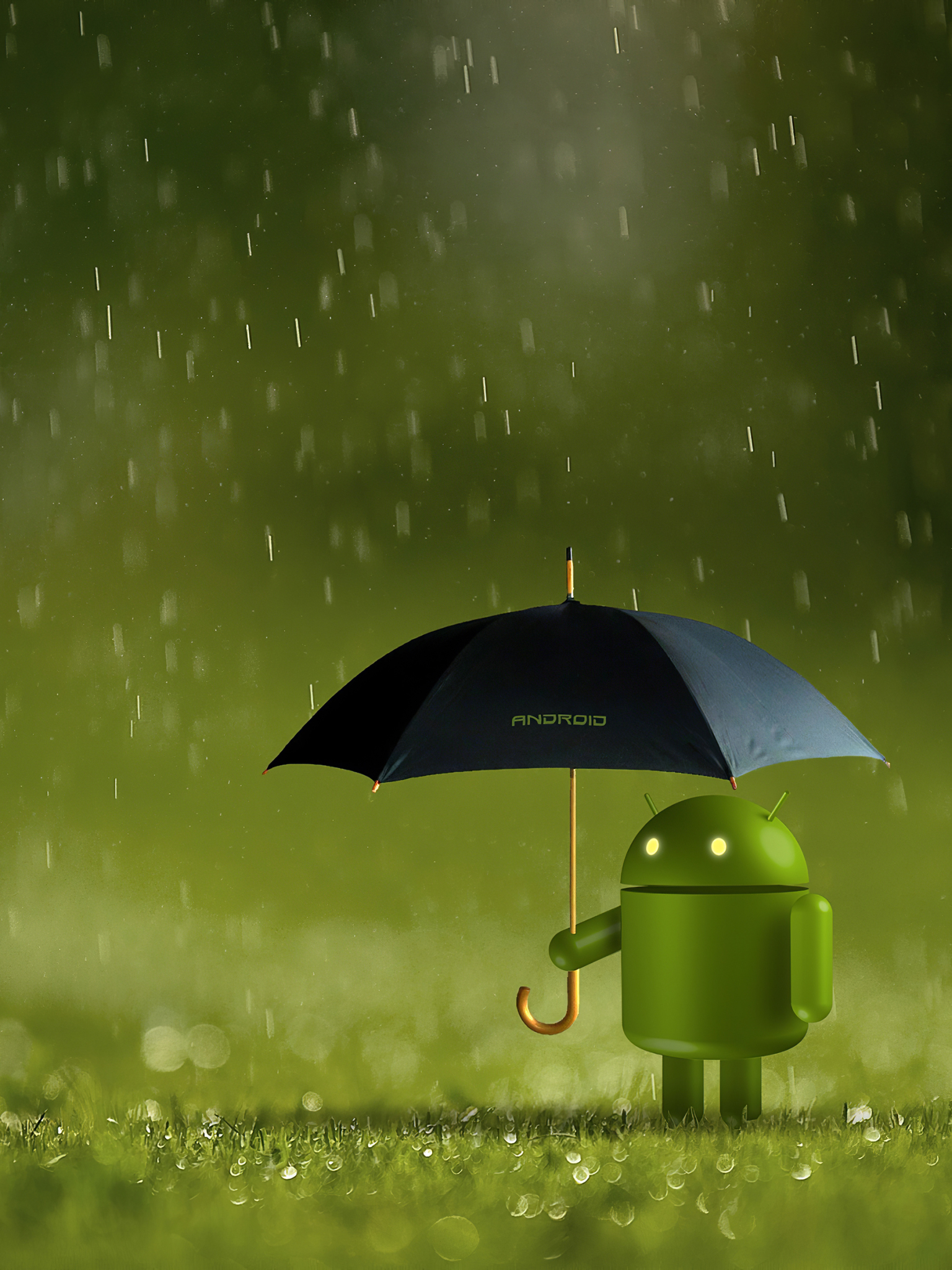 Скачать картинку Робот, Технологии, Зонтики, Зонтик, Андроид, Android (Операционная Система) в телефон бесплатно.