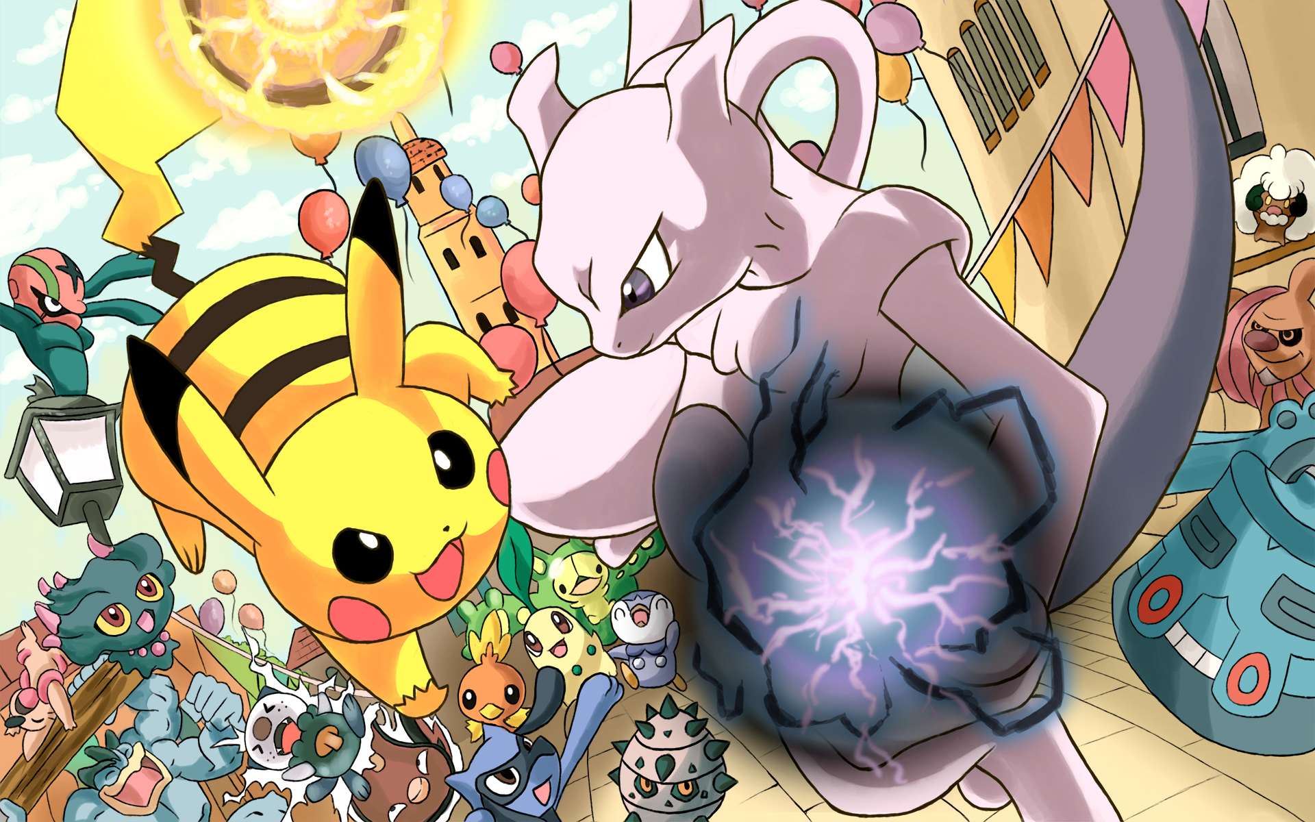365368 descargar imagen animado, pokémon, mewtwo (pokémon), pikachu, piplup (pokémon), riolu (pokémon): fondos de pantalla y protectores de pantalla gratis