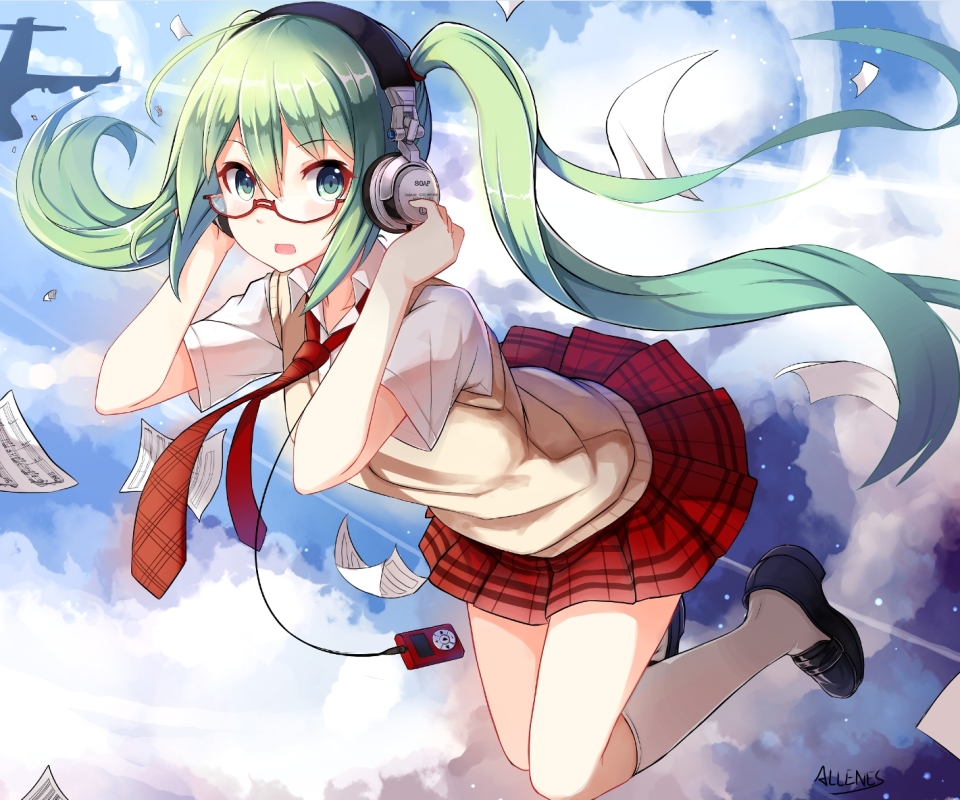 Free download wallpaper Anime, Headphones, Vocaloid, Green Hair, Green Eyes, Hatsune Miku, Long Hair on your PC desktop