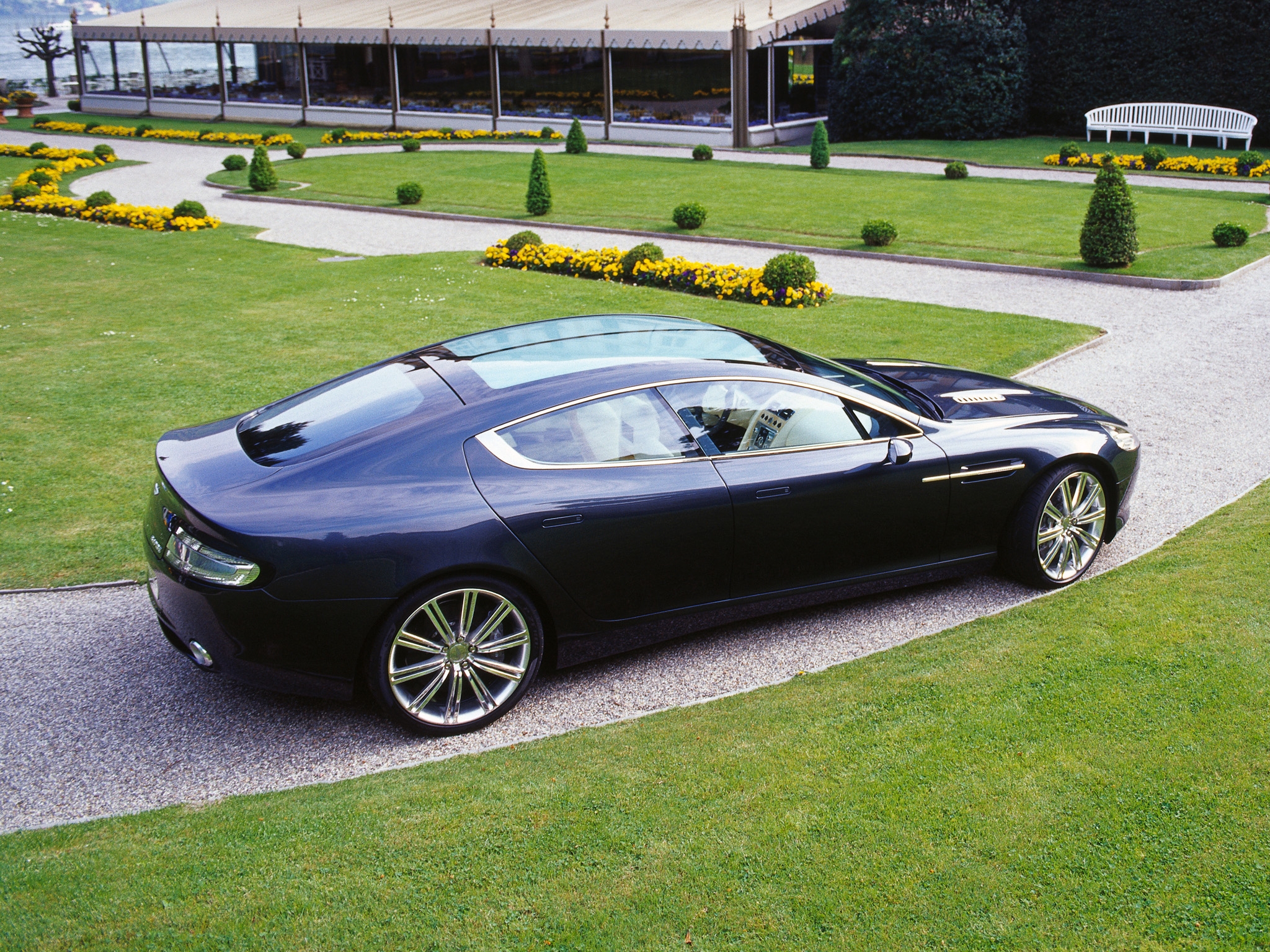 vertical wallpaper grass, aston martin, cars, black, side view, concept car, 2006, rapide