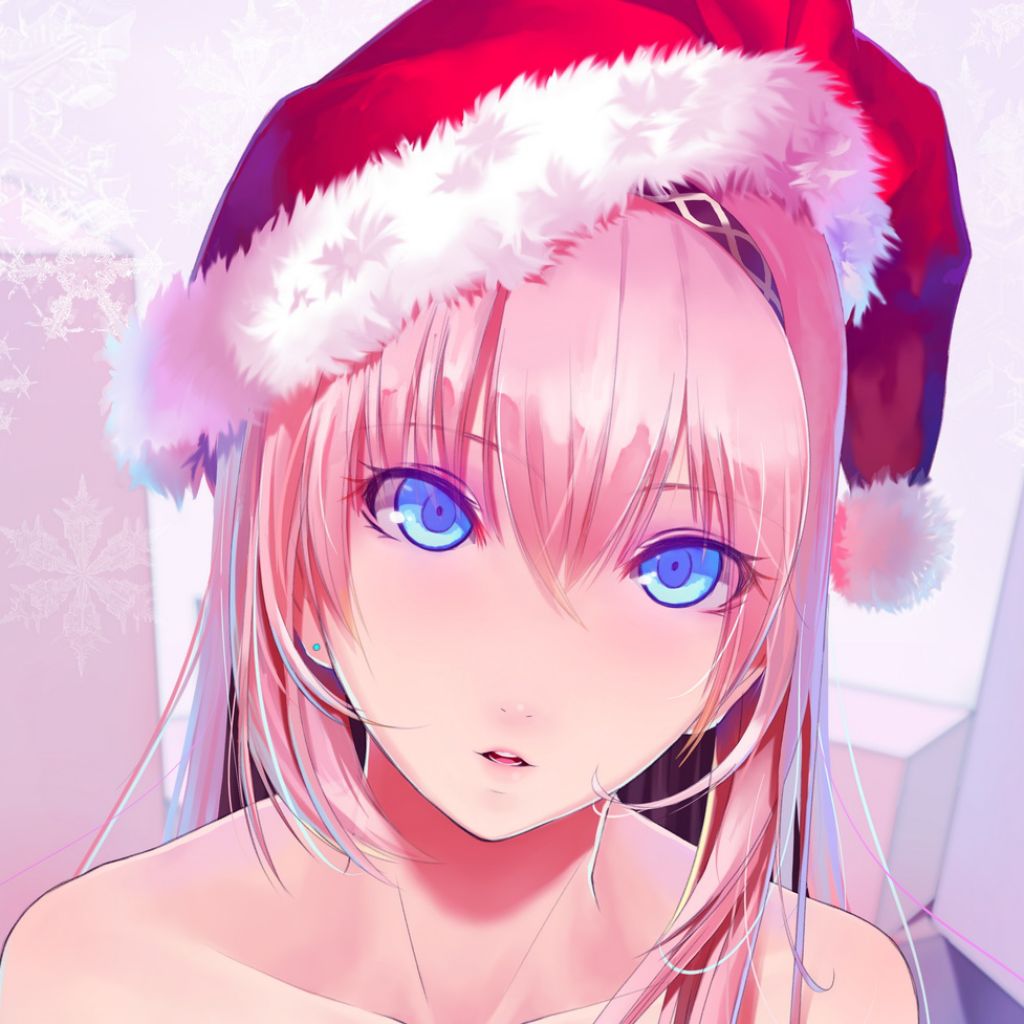 Laden Sie das Weihnachten, Vocaloid, Gesicht, Animes, Lukas Megurin-Bild kostenlos auf Ihren PC-Desktop herunter