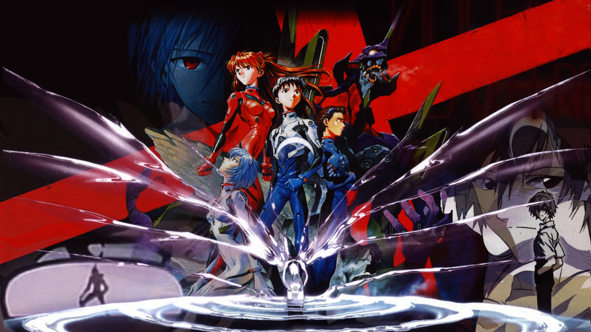 Laden Sie das Evangelion, Animes, Neon Genesis Evangelion, Asuka Langley Sohryu, Rei Ayanami, Shinji Ikari-Bild kostenlos auf Ihren PC-Desktop herunter