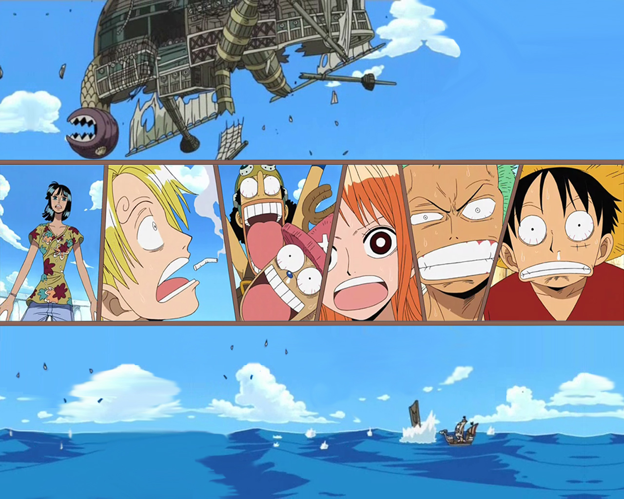 Download mobile wallpaper Anime, One Piece, Tony Tony Chopper, Usopp (One Piece), Roronoa Zoro, Monkey D Luffy, Nami (One Piece), Sanji (One Piece), Nico Robin for free.