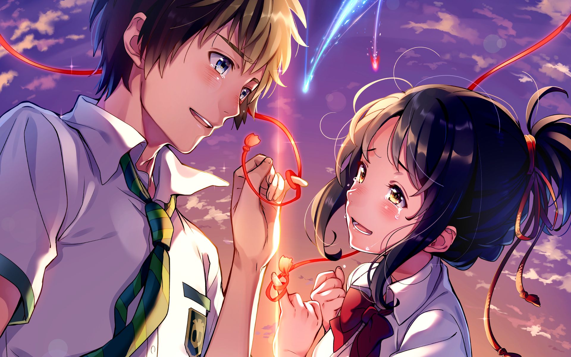 Descarga gratis la imagen Animado, Kimi No Na Wa, Mitsuha Miyamizu, Taki Tachibana en el escritorio de tu PC