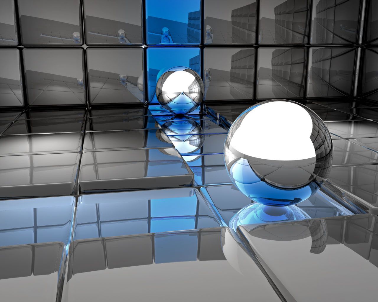 Download mobile wallpaper Reflection, Ball, Surface, Metal, Space, 3D for free.