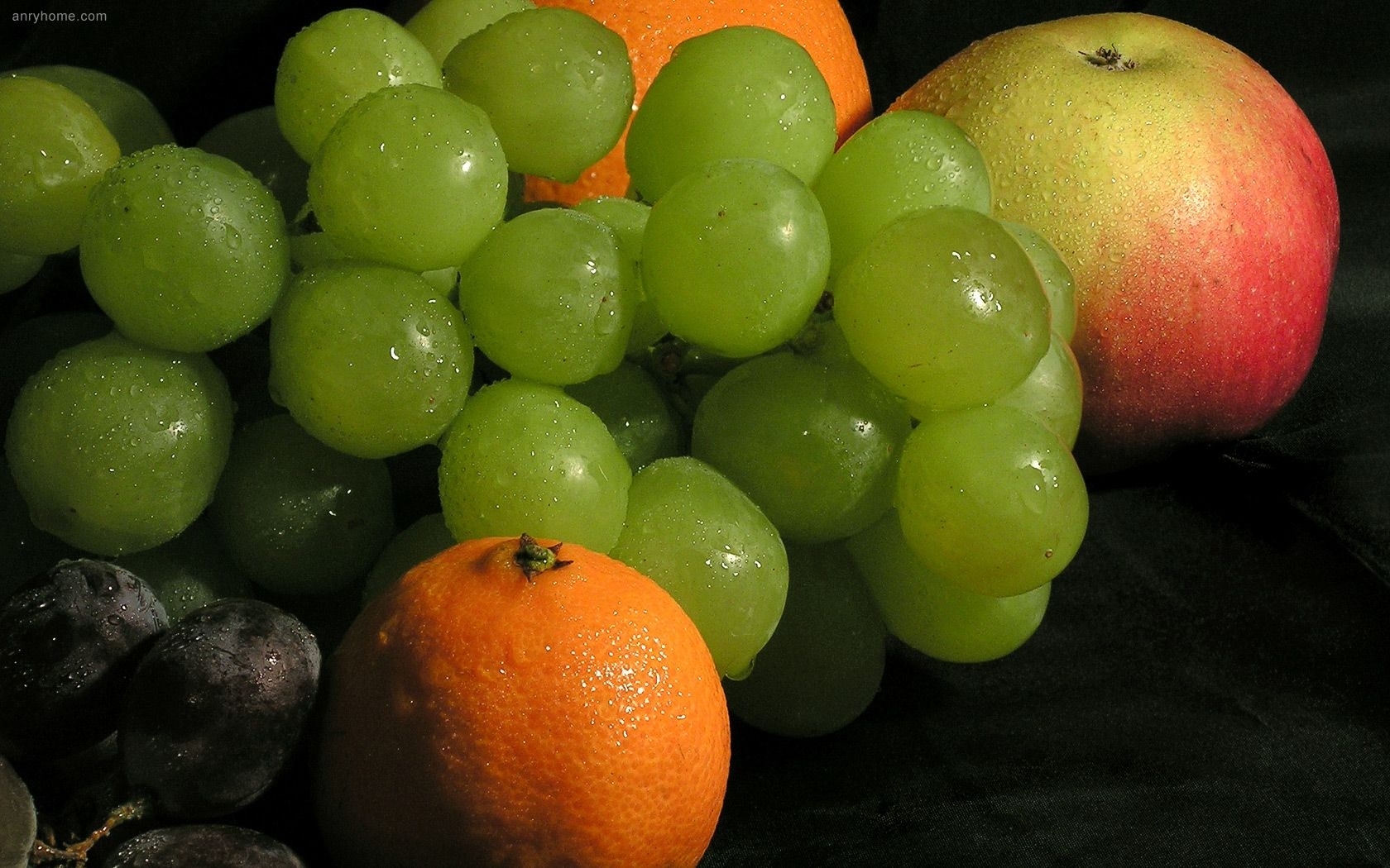 Скачать обои бесплатно Еда, Апельсины, Виноград, Фрукты картинка на рабочий стол ПК