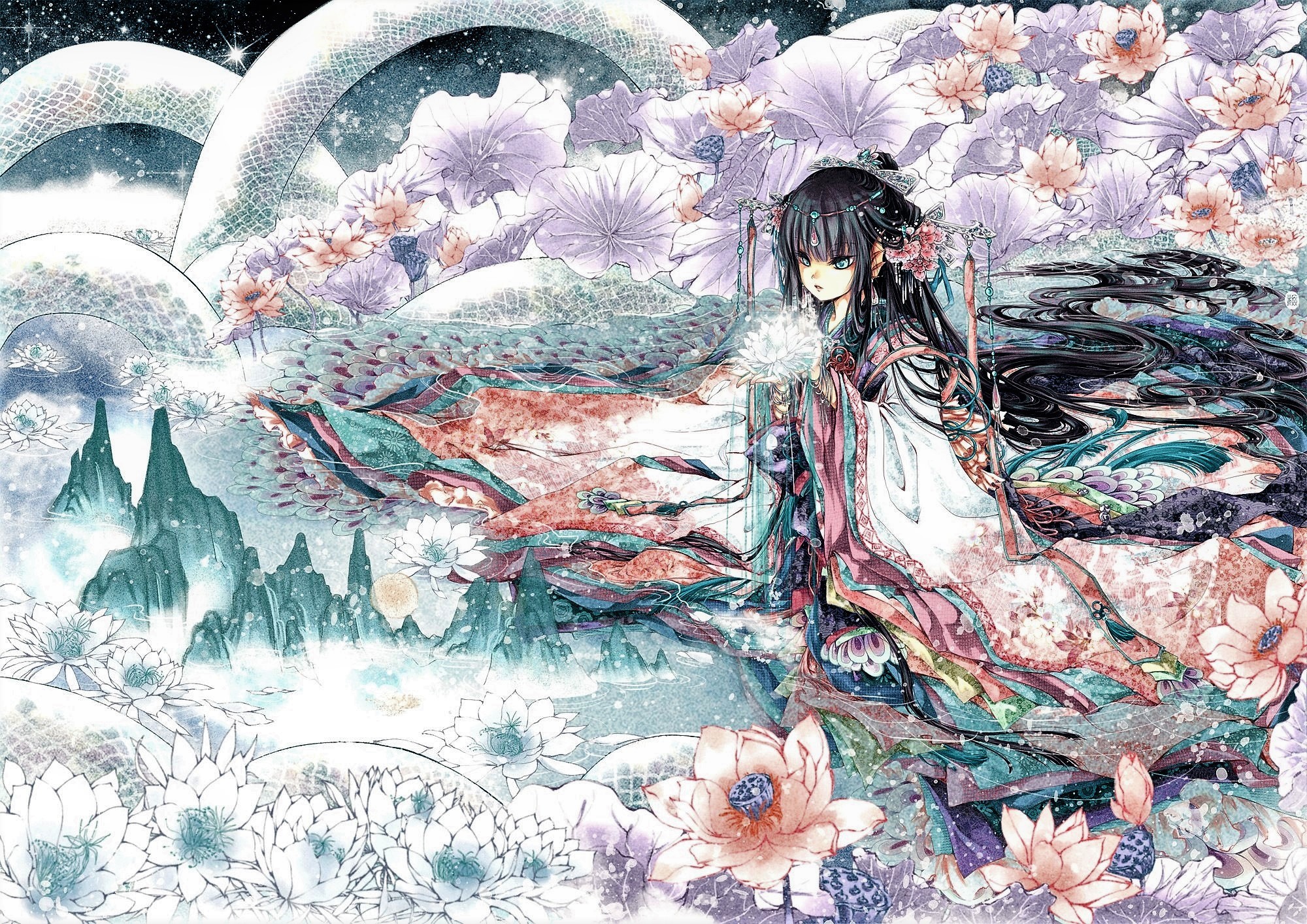 Handy-Wallpaper Mädchen, Blume, Animes kostenlos herunterladen.
